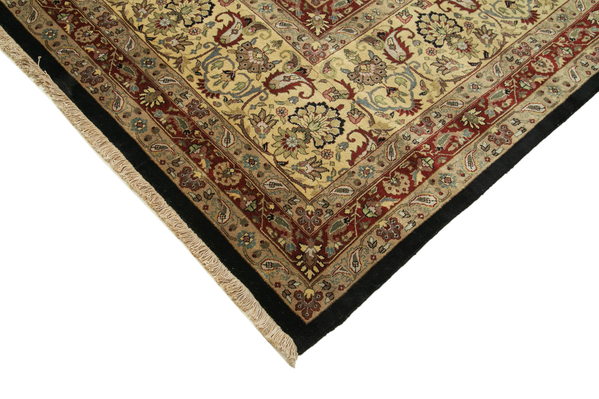 Handmade Wool Area Rug – Tebriz Classic Beige Cotton Wool Rug 12'x15'