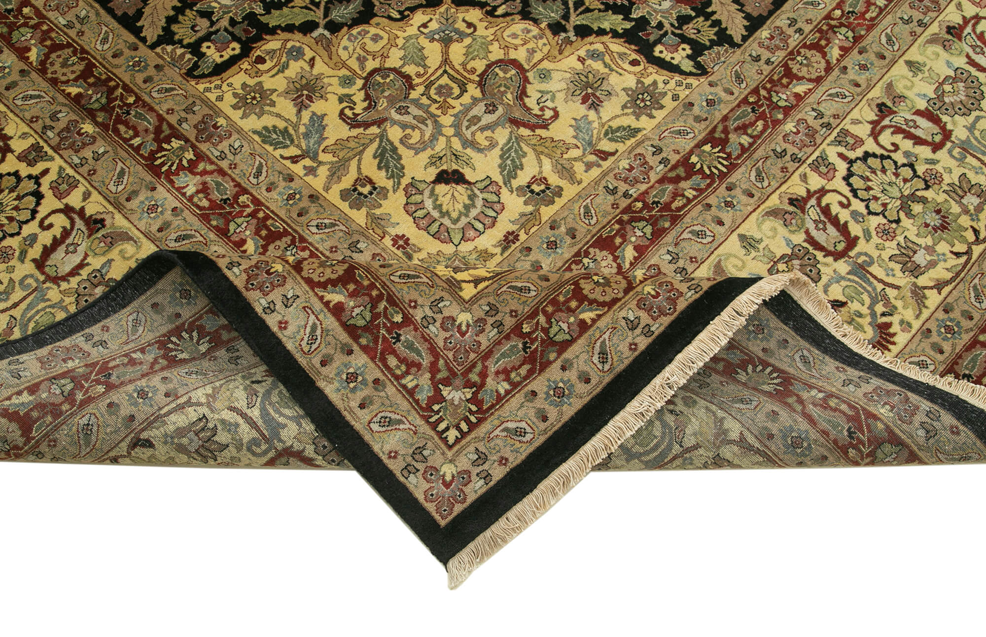 Handmade Wool Area Rug – Tebriz Classic Beige Cotton Wool Rug 12'x15'