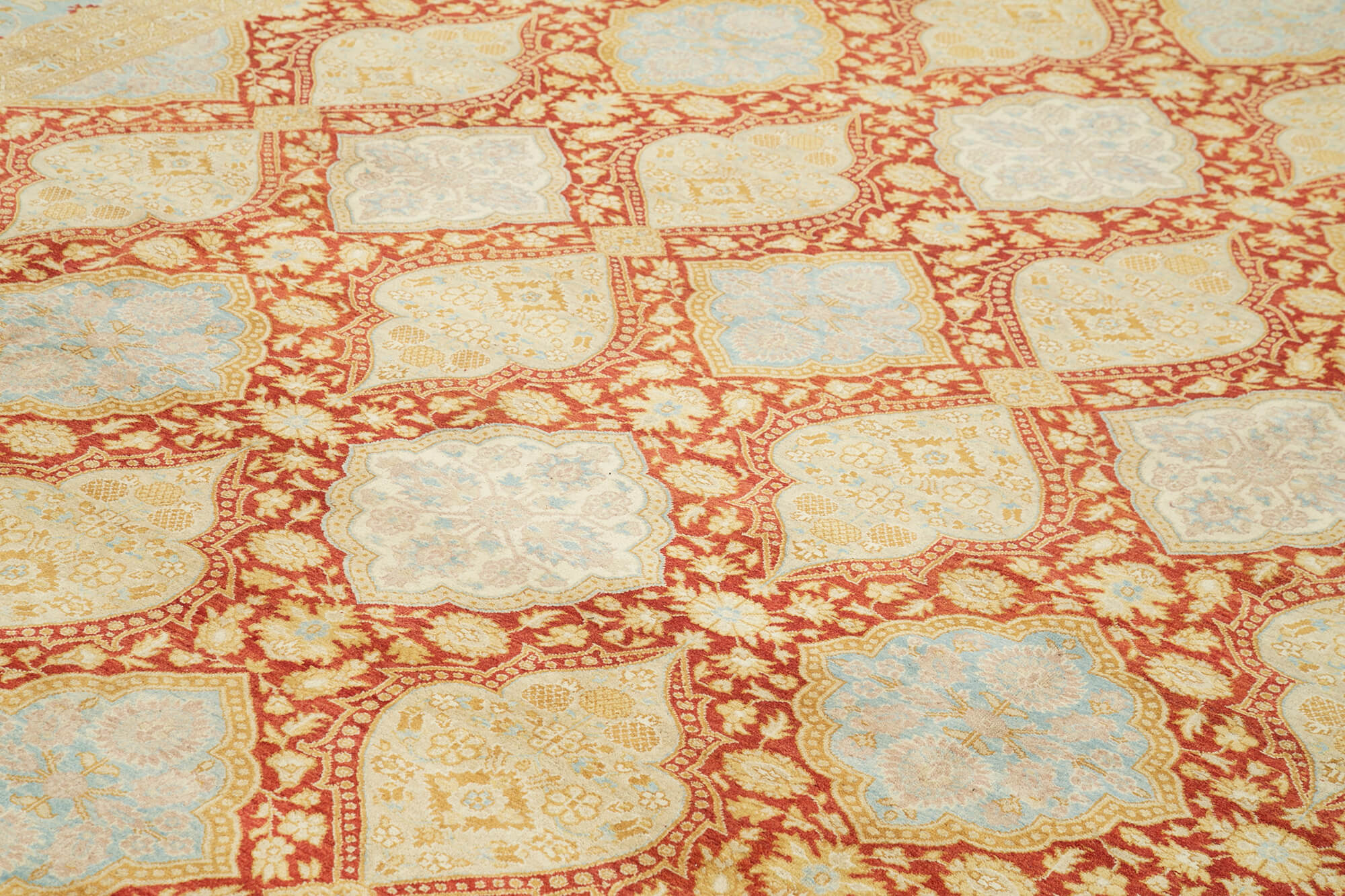 Handmade Wool Area Rug – Classic Yellow Cotton Wool Rug 12'2''x17'2'' Large Living Room