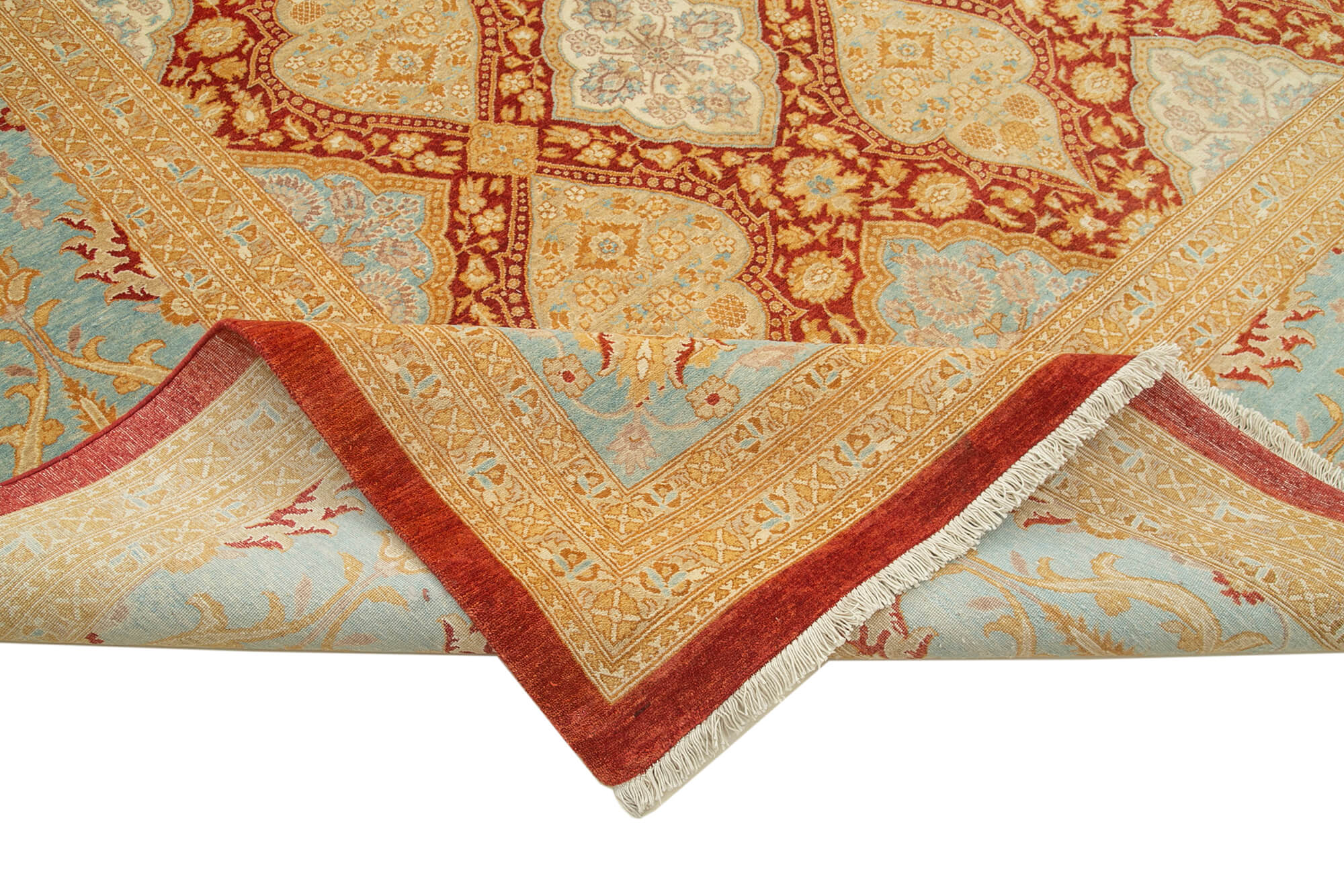 Handmade Wool Area Rug – Classic Yellow Cotton Wool Rug 12'2''x17'2'' Large Living Room