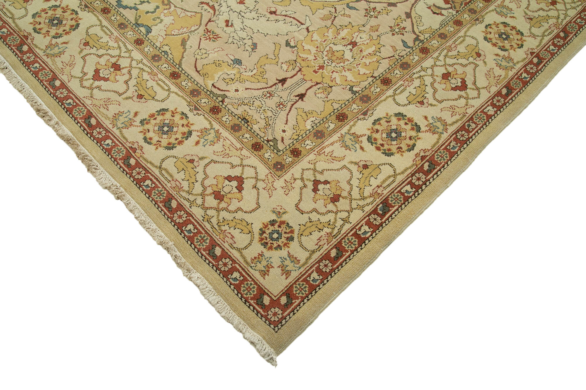 Handmade Wool Area Rug – Classic Beige Carpet, Turkish Hand Knotted Cotton Wool Rug 11'11''x15'