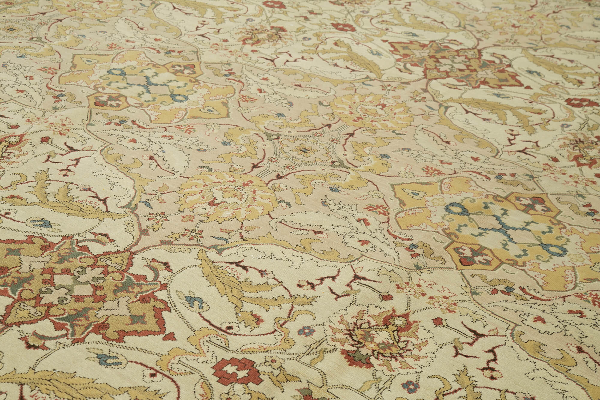Handmade Wool Area Rug – Classic Beige Carpet, Turkish Hand Knotted Cotton Wool Rug 11'11''x15'