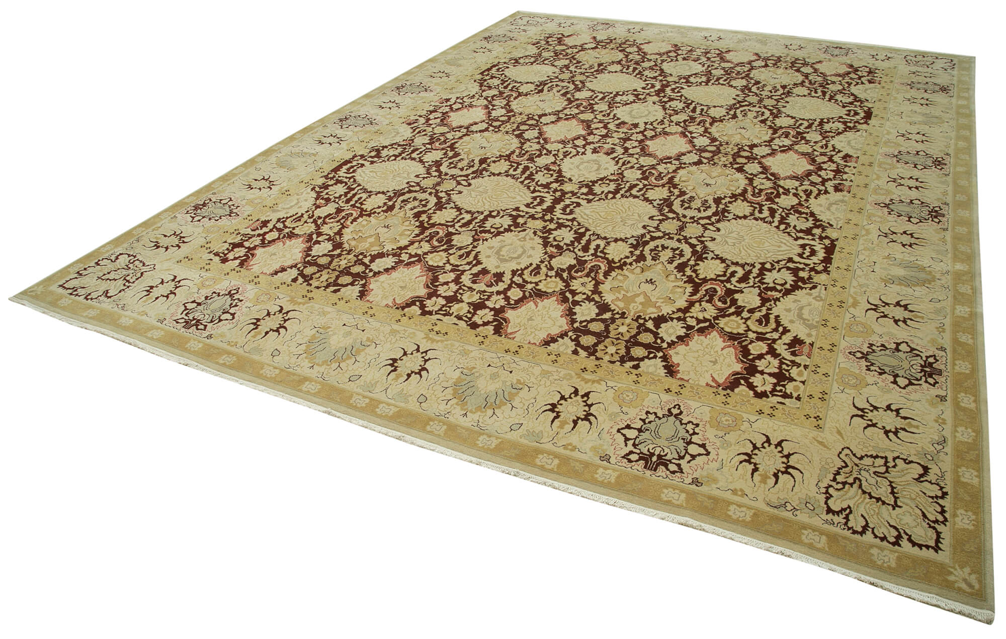 Handmade Wool Area Rug – Classic Cotton Rug Beige 13'x17'7'' Soft Texture Carpet