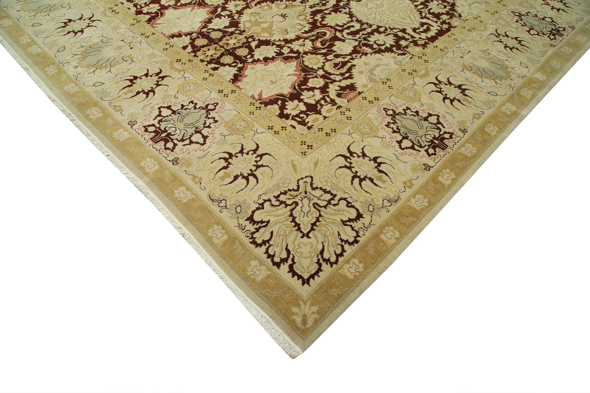 Handmade Wool Area Rug – Classic Cotton Rug Beige 13'x17'7'' Soft Texture Carpet