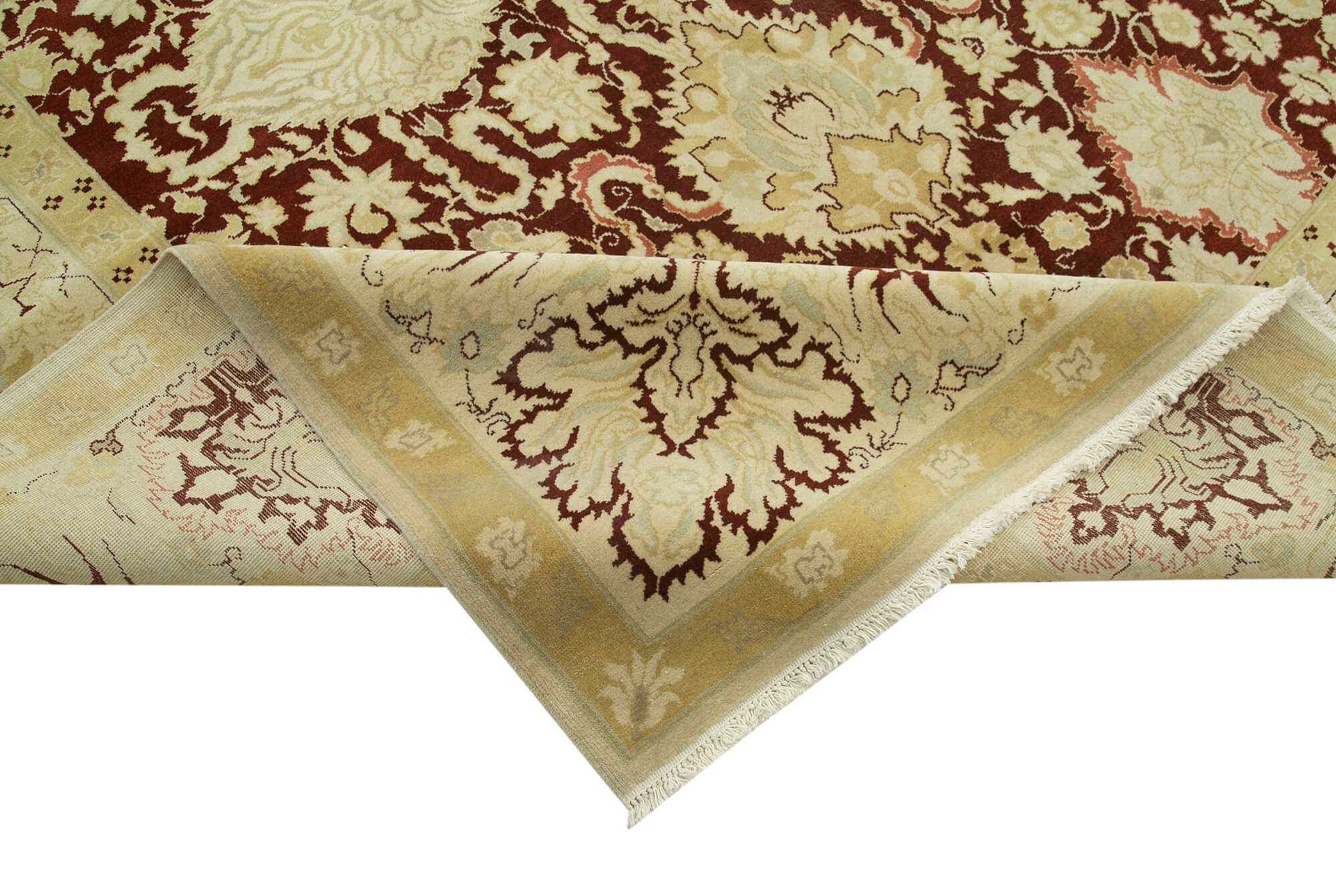 Handmade Wool Area Rug – Classic Cotton Rug Beige 13'x17'7'' Soft Texture Carpet