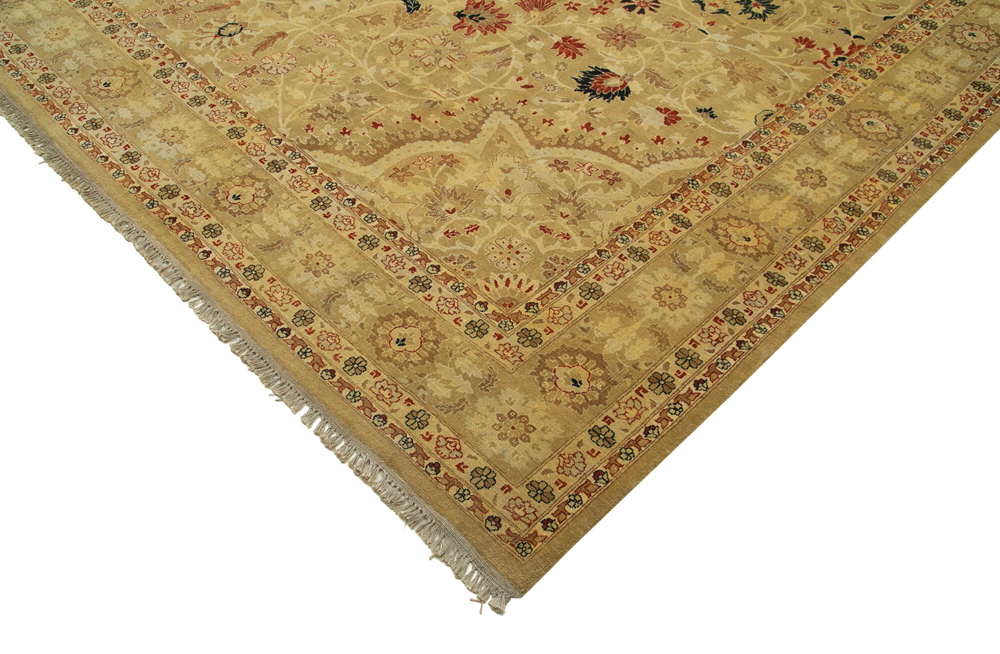 Handmade Wool Area Rug – Classic Beige Cotton Wool Rug 10'10''x17'3'' Large Living Room