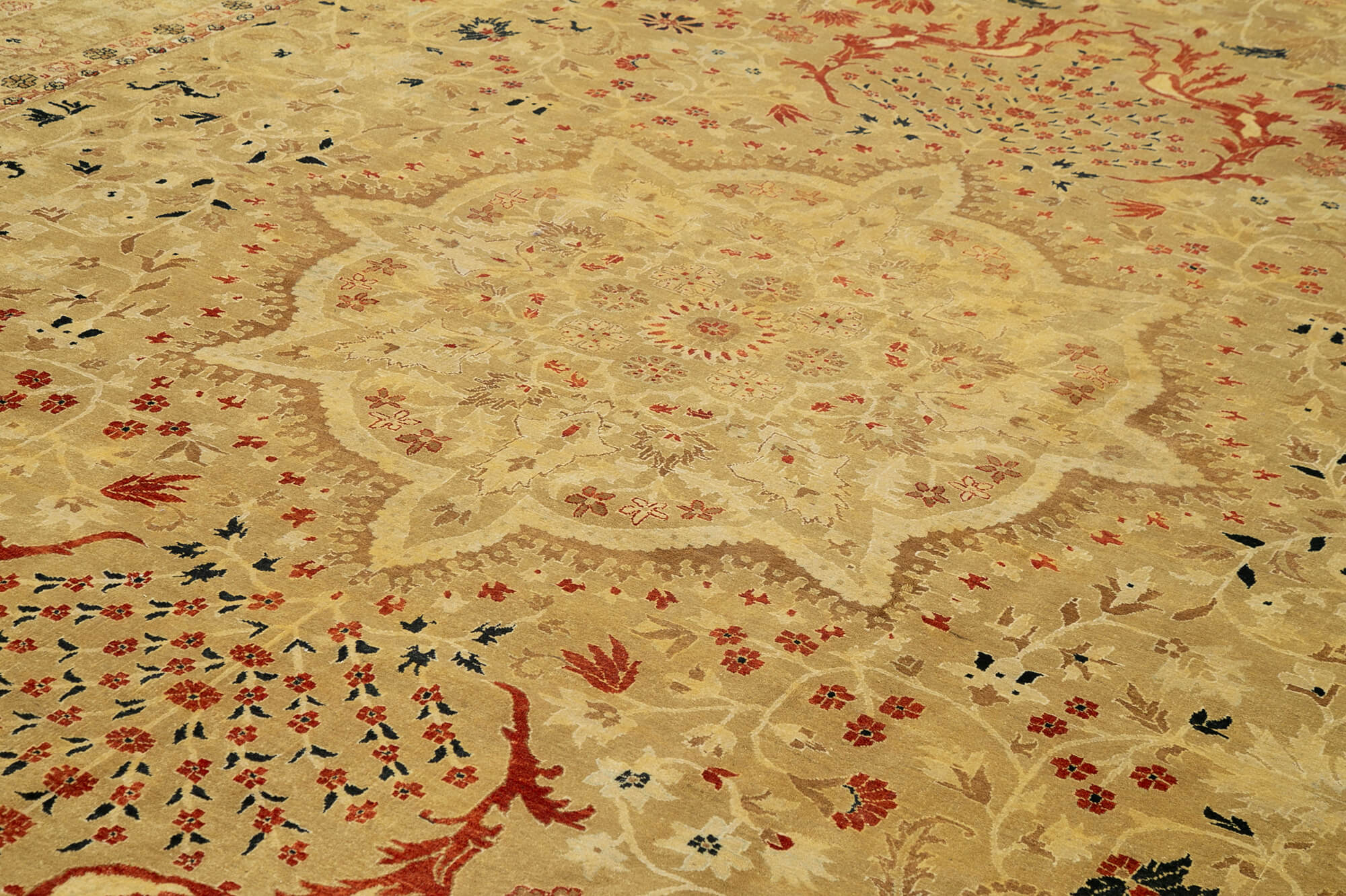 Handmade Wool Area Rug – Classic Beige Cotton Wool Rug 10'10''x17'3'' Large Living Room