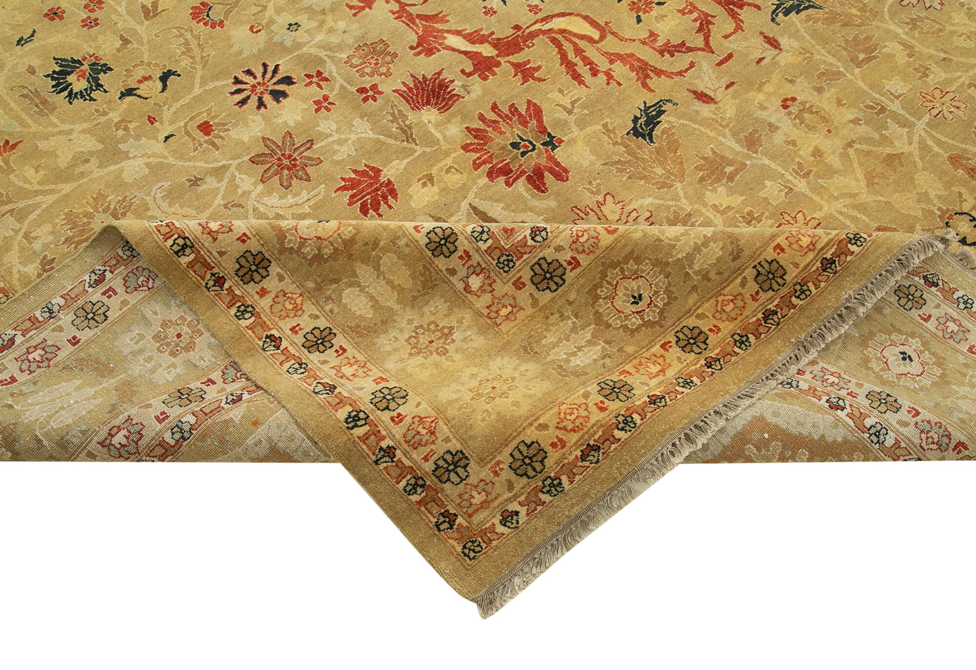 Handmade Wool Area Rug – Classic Beige Cotton Wool Rug 10'10''x17'3'' Large Living Room