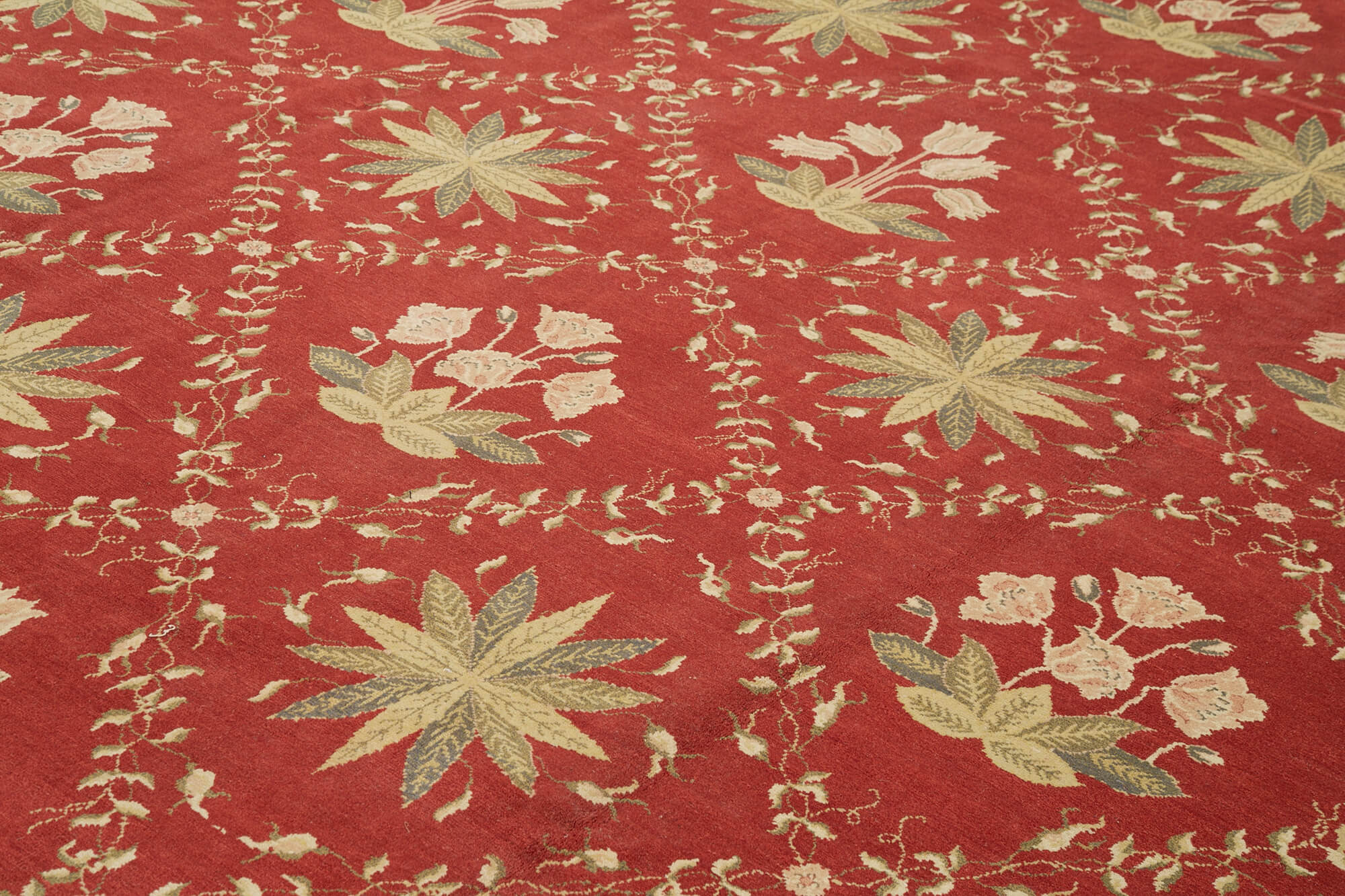 Handmade Wool Area Rug – Tebriz Red Classic Cotton Wool Rug 11'11''x14'4''