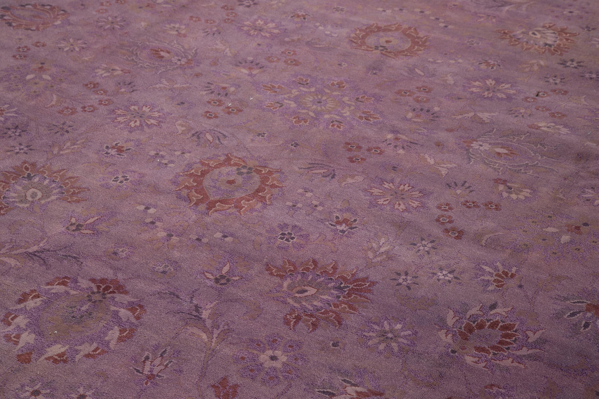 Handmade Wool Area Rug - Tebriz Purple Classic Cotton Wool Hand Knotted Carpet 13'1''x17'3''