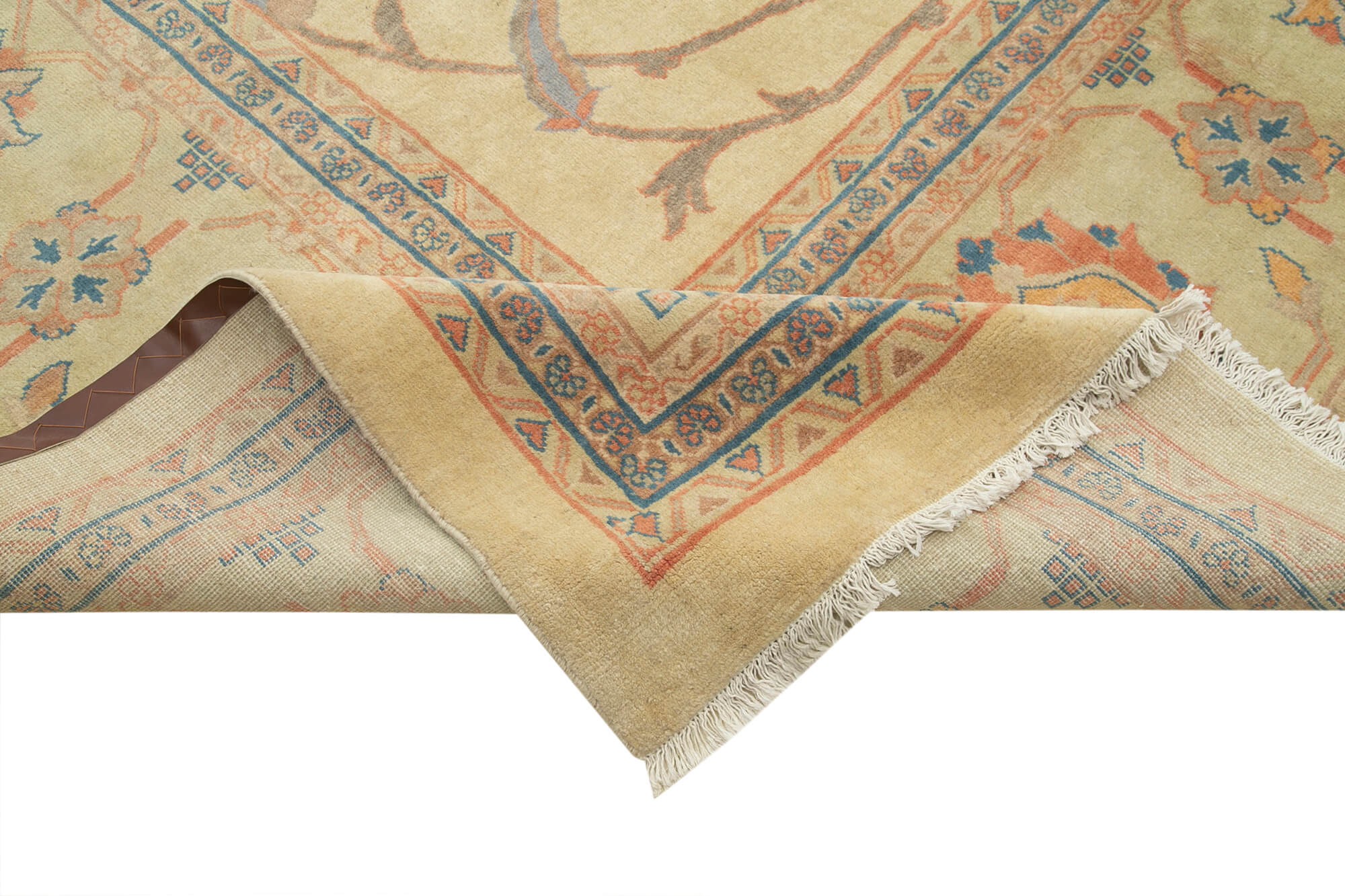 Handmade Wool Area Rug – Tebriz Classic Beige 13'3'' x 19'7'' Cotton Wool Blend