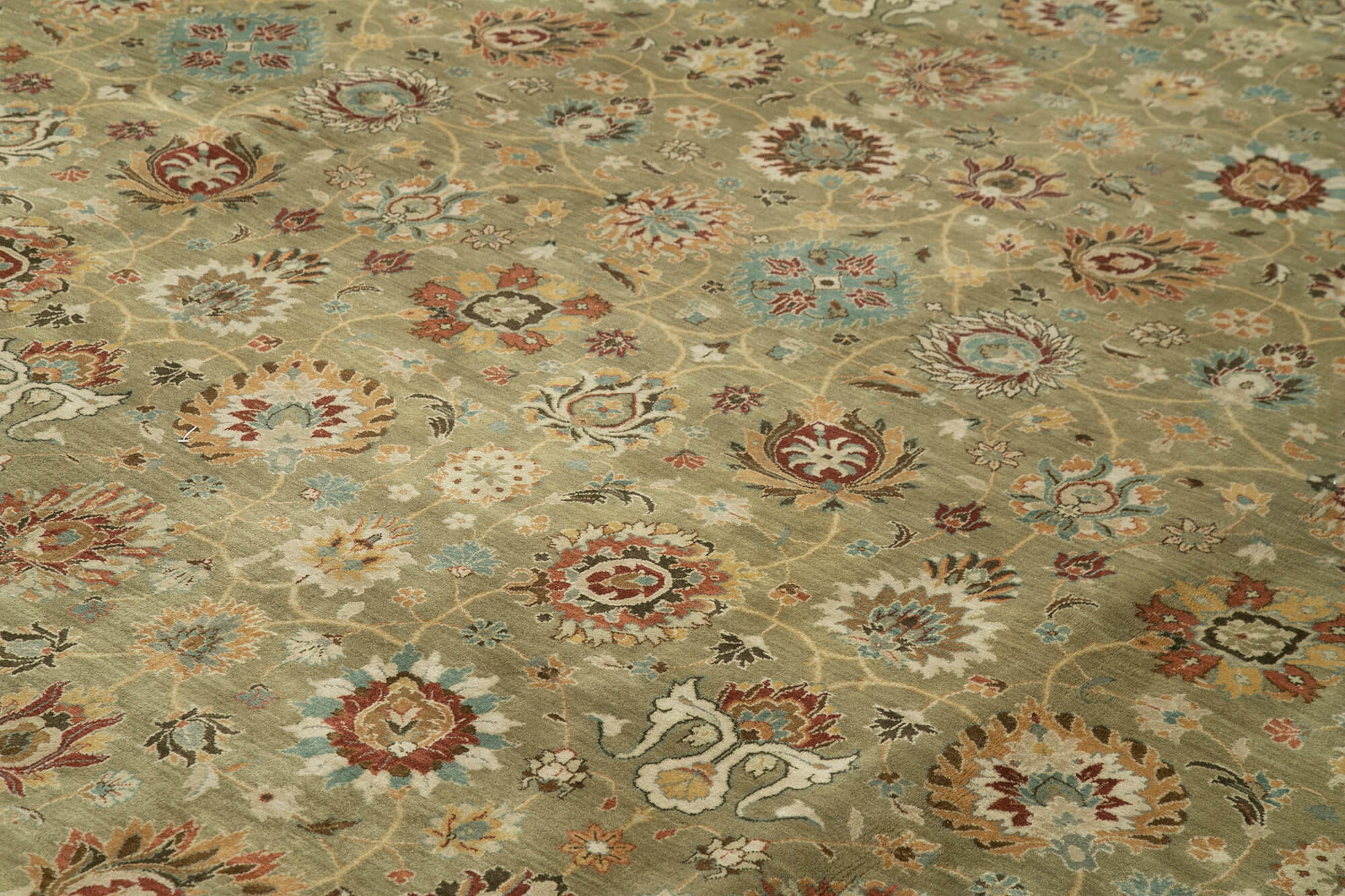 Handmade Wool Area Rug – Tebriz Classic Brown Cotton Wool Carpet 11'11''x15'3''