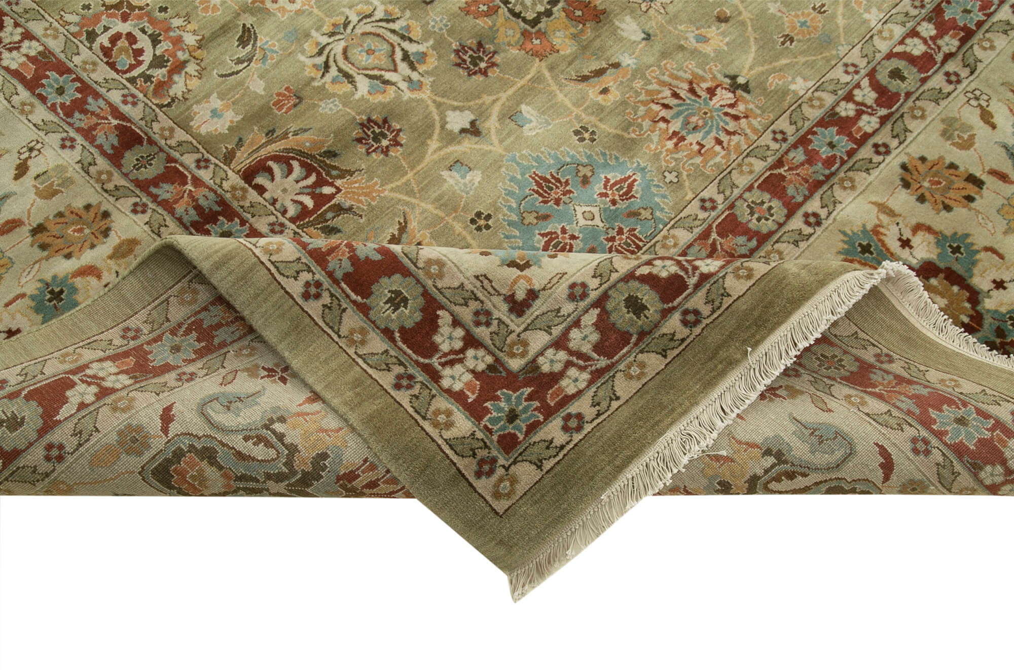 Handmade Wool Area Rug – Tebriz Classic Brown Cotton Wool Carpet 11'11''x15'3''