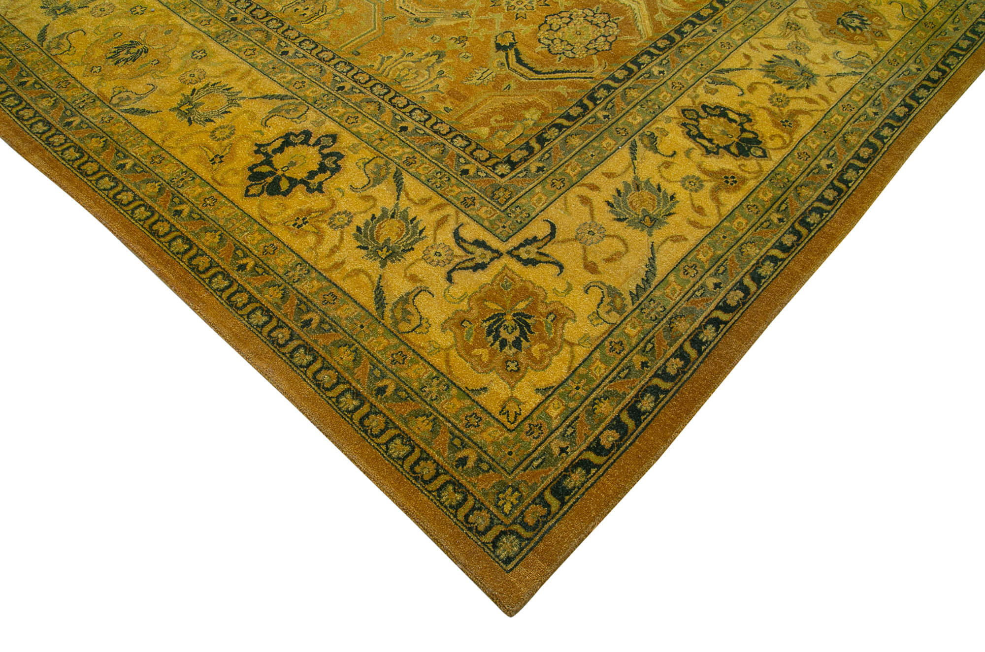 Handmade Wool Area Rug – Classic Yellow Turkish Cotton Wool Blend Carpet 13'10''x19'9''