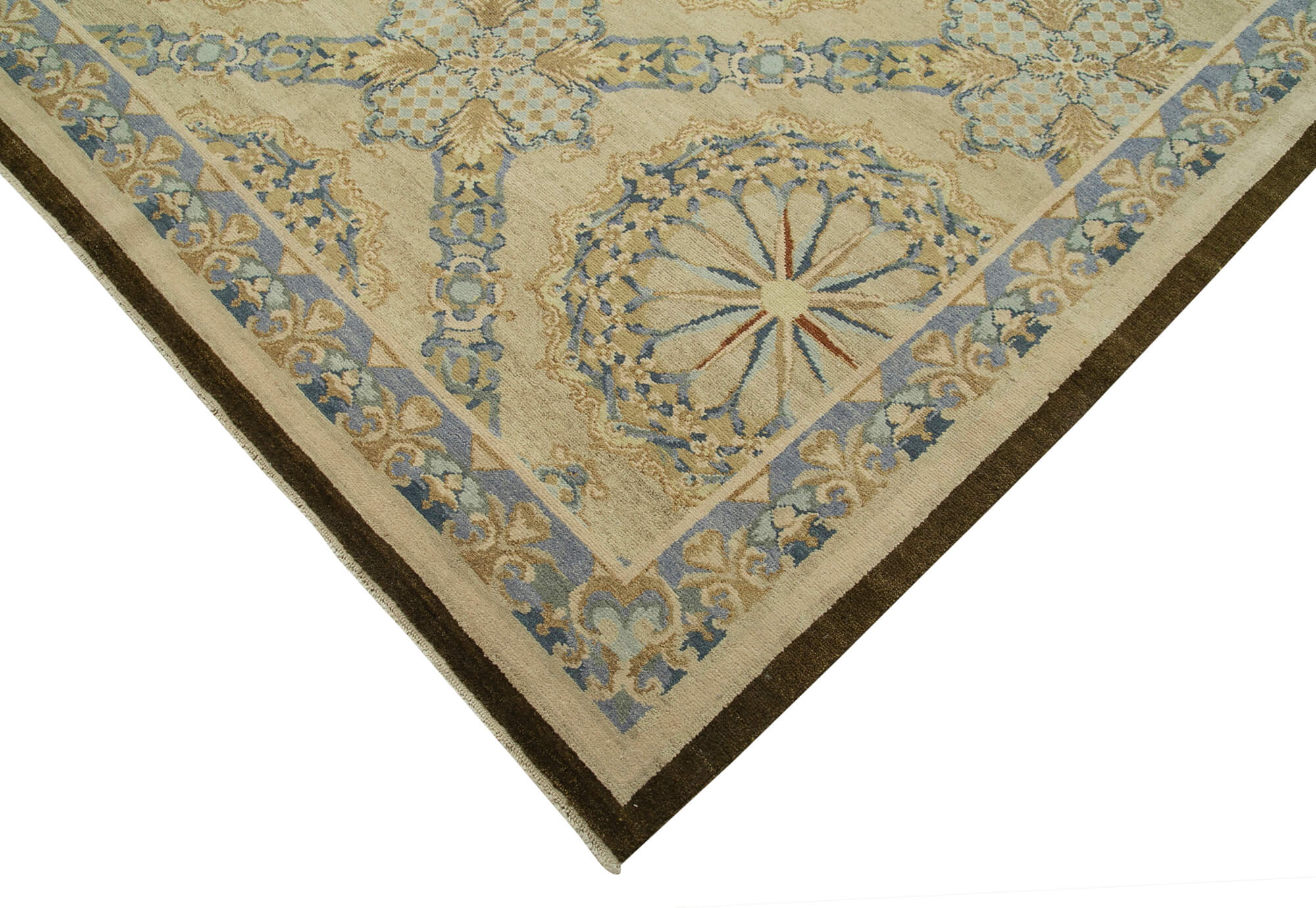 Handmade Wool Area Rug – Tebriz Classic Beige Vintage Hand Knotted Carpet 13'8"x20'2"