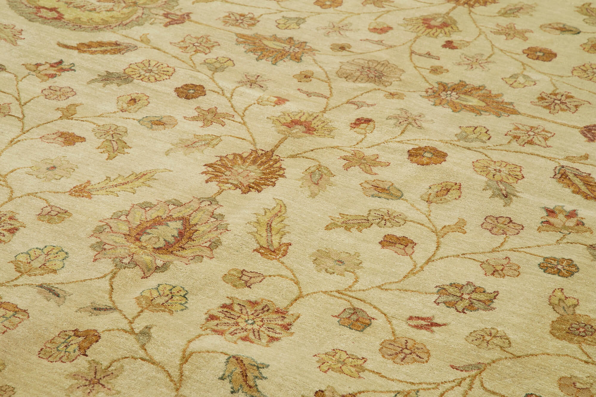 Handmade Wool Area Rug – Tebriz Classic Beige Cotton Wool Carpet 11'11''x18'4''