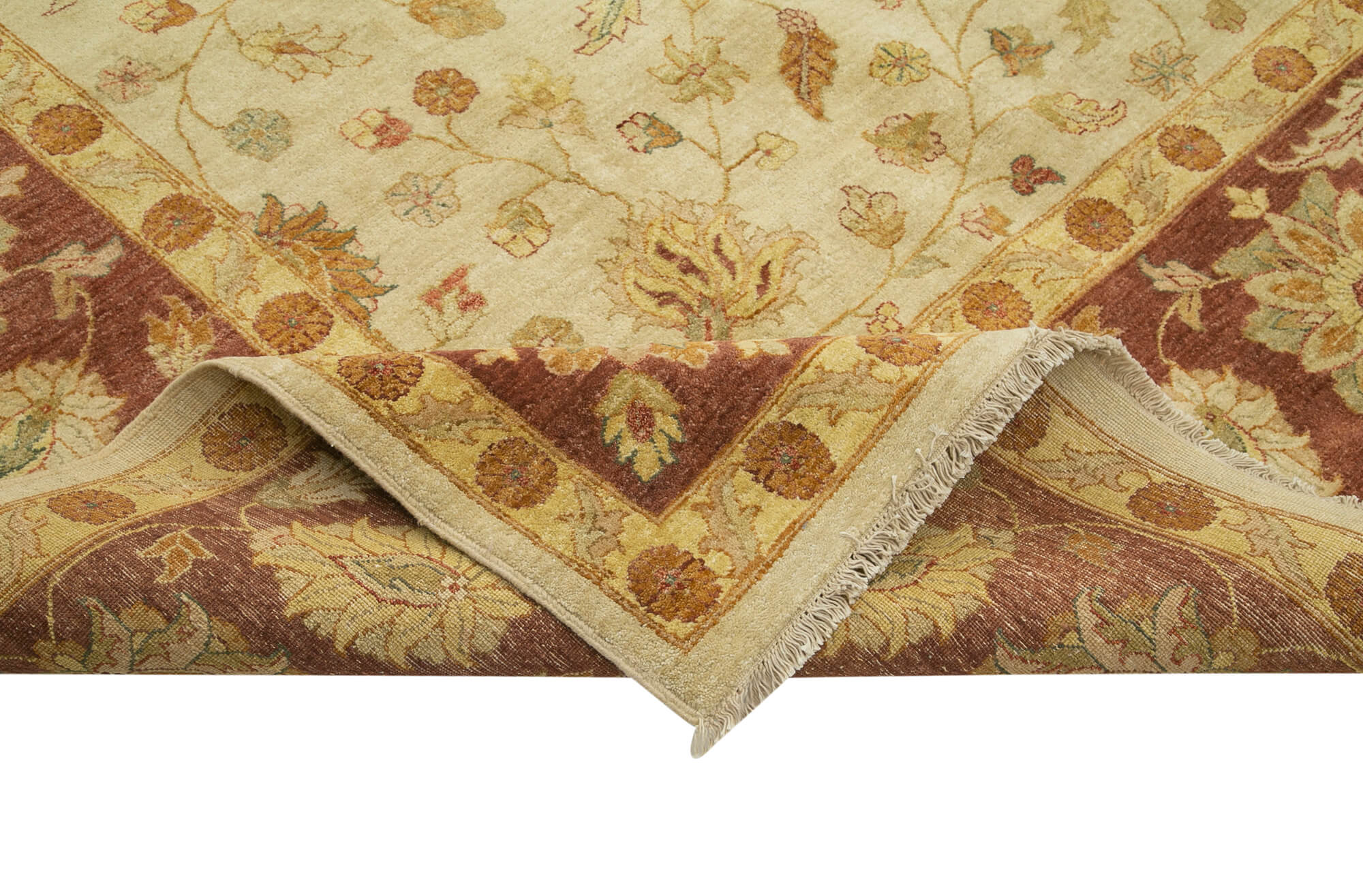 Handmade Wool Area Rug – Tebriz Classic Beige Cotton Wool Carpet 11'11''x18'4''