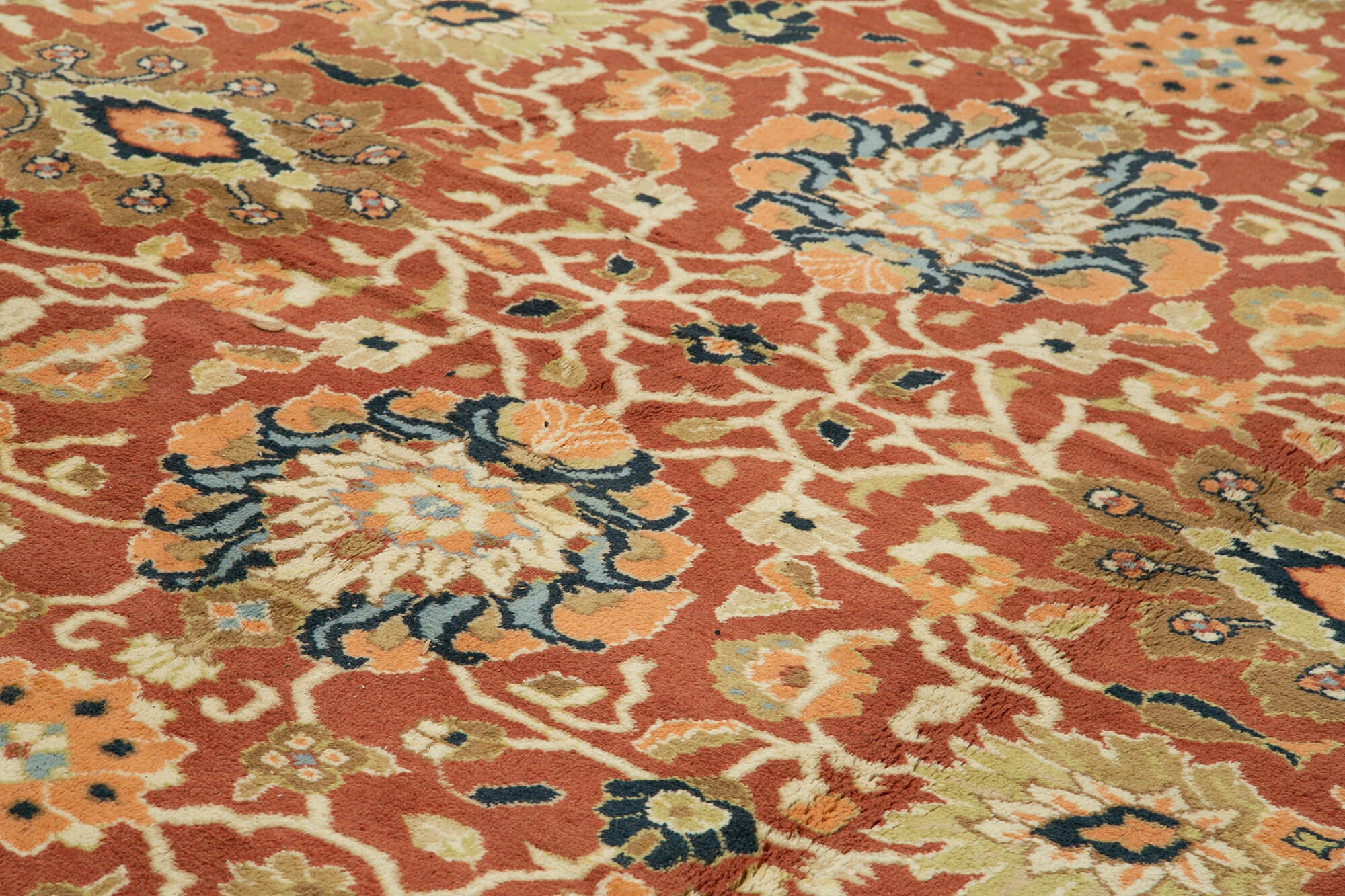 Handmade Wool Area Rug – Classic Red Cotton Wool Handmade Vintage Carpet 12'3''x15'7''