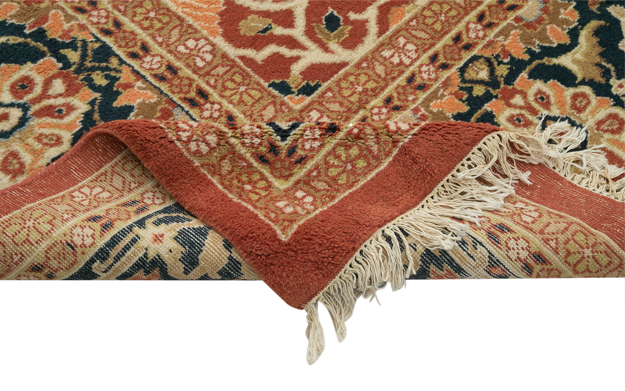 Handmade Wool Area Rug – Classic Red Cotton Wool Handmade Vintage Carpet 12'3''x15'7''