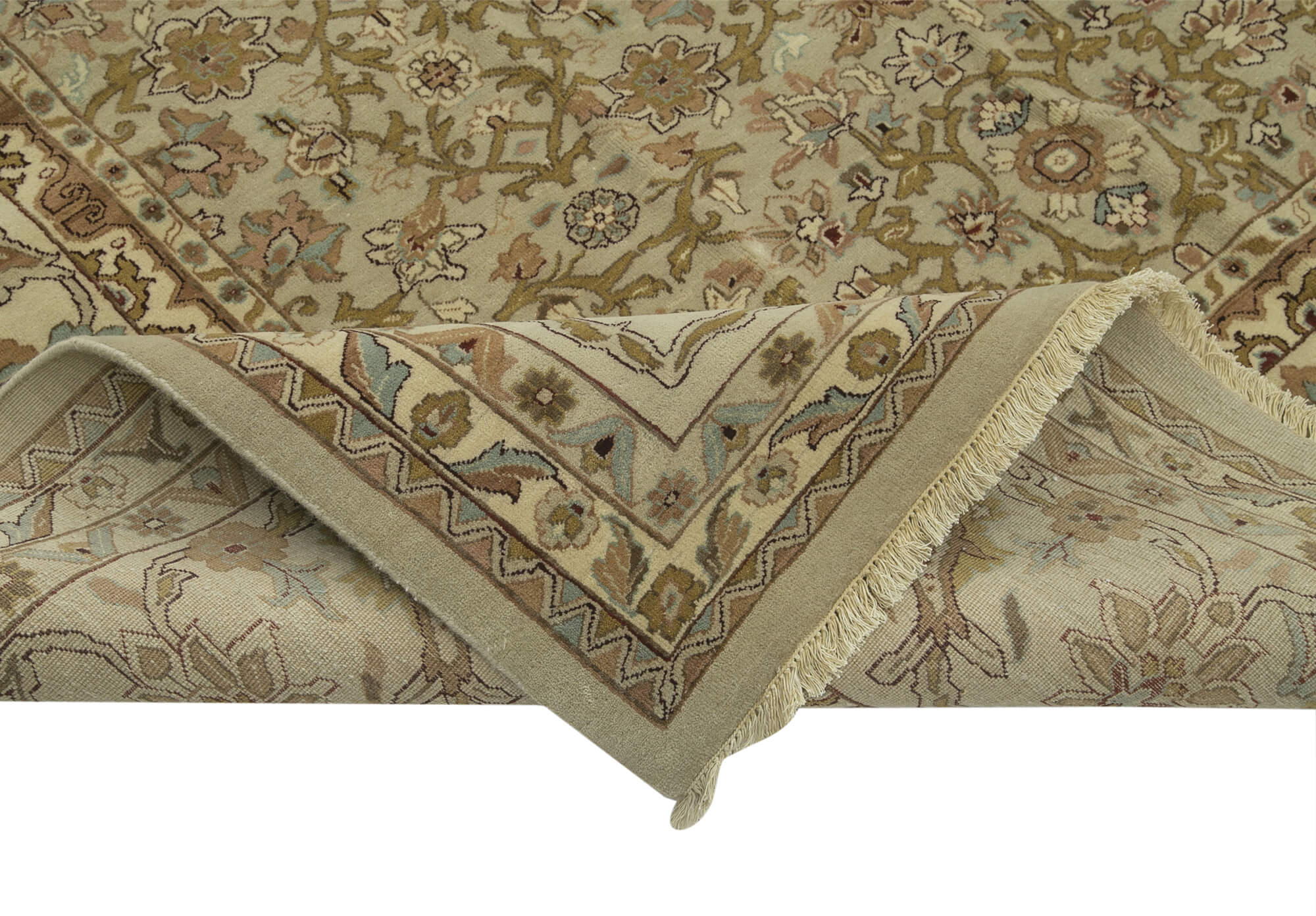 Handmade Wool Area Rug – Classic Beige Cotton Wool Rug 11'7''x17'9'' Large Living Room Carpet