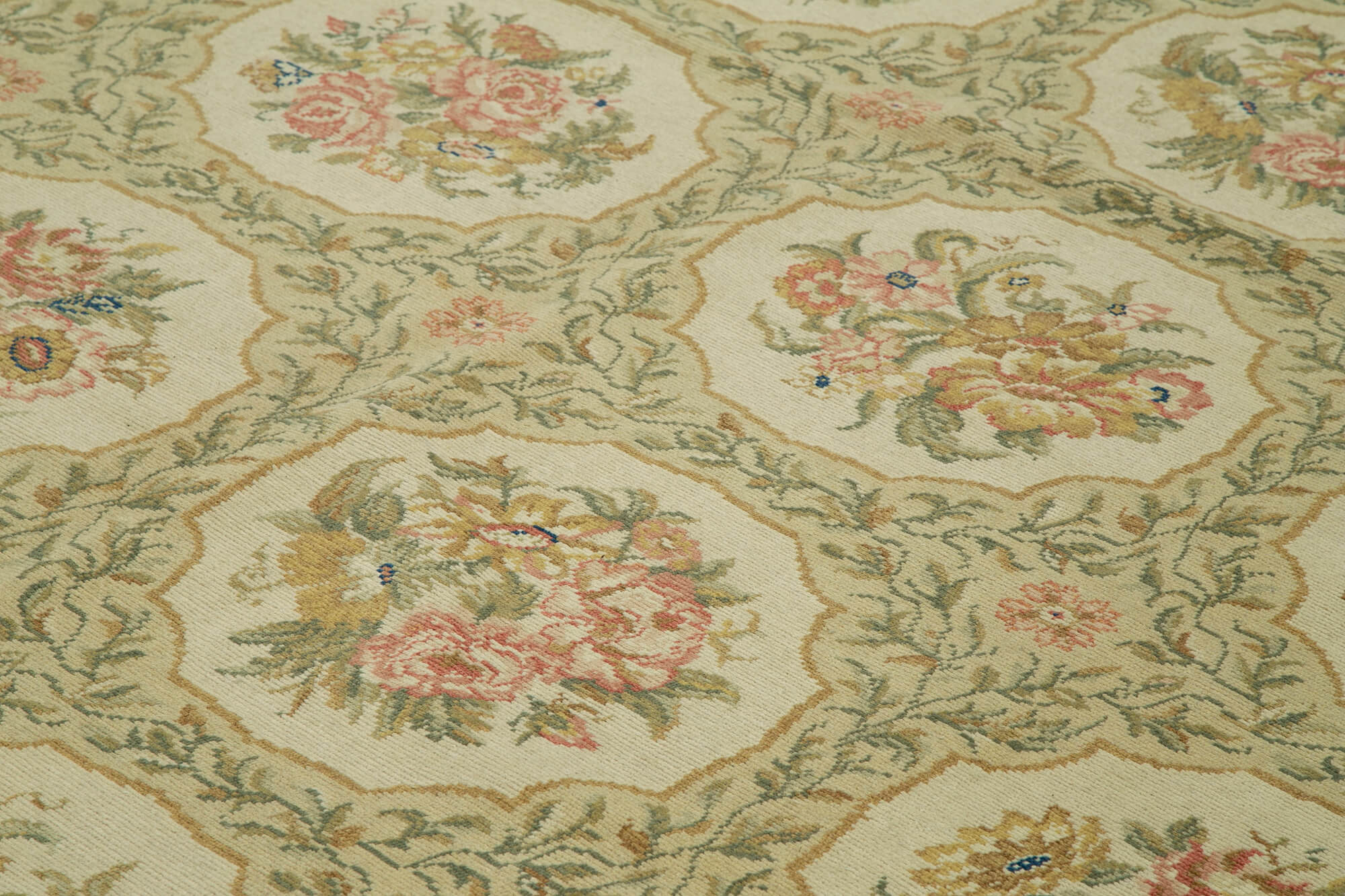 Handmade Wool Area Rug – Tebriz Classic Cotton Wool Beige Rug 12'x14'9''
