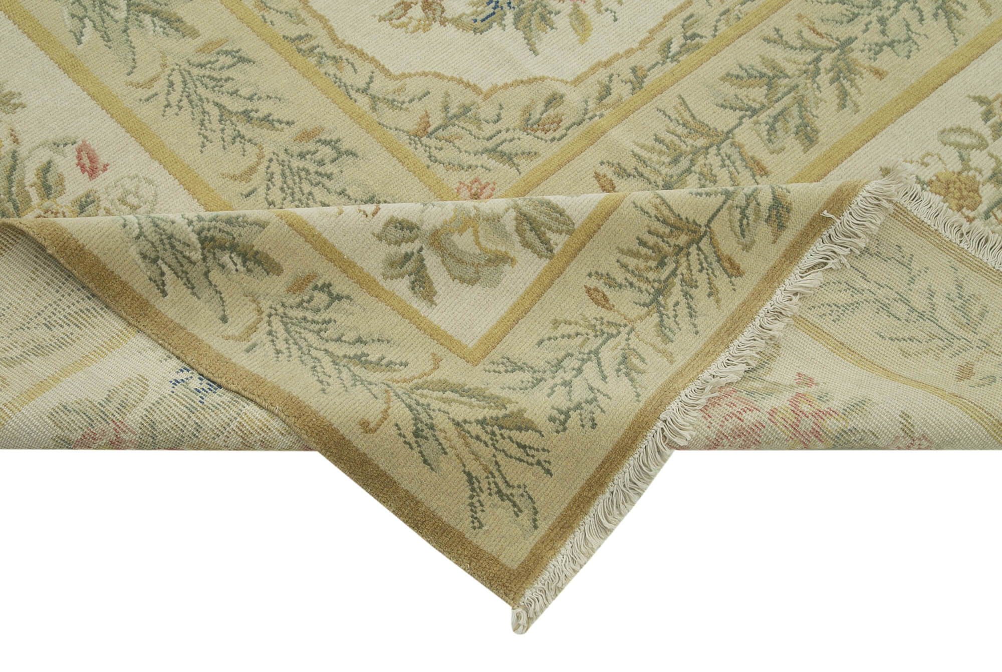 Handmade Wool Area Rug – Tebriz Classic Cotton Wool Beige Rug 12'x14'9''