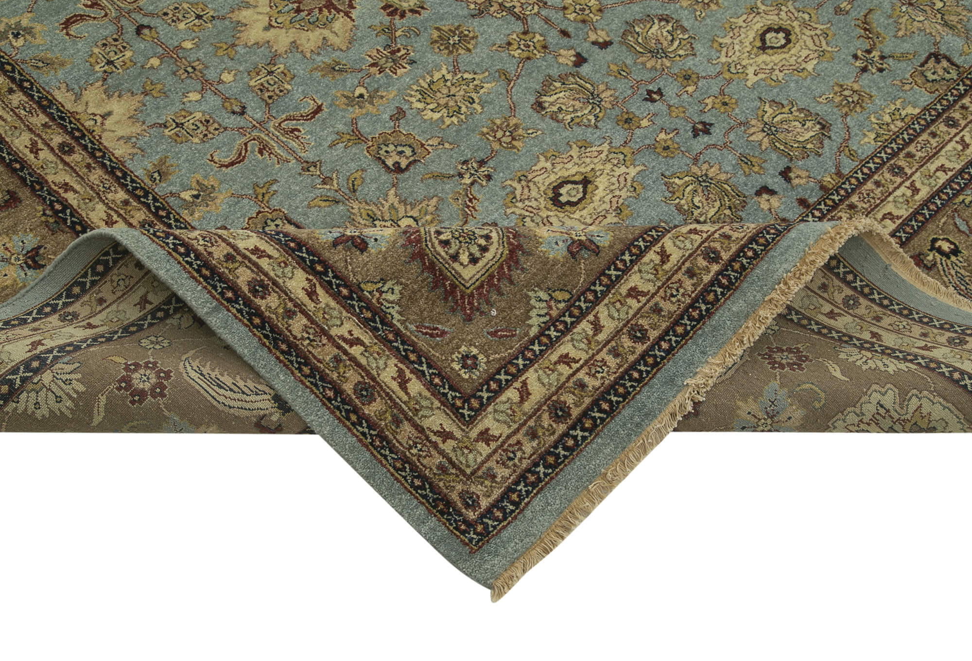 Handmade Wool Area Rug – Tebriz Classic Brown Cotton Wool Rug 10'8''x15'5''