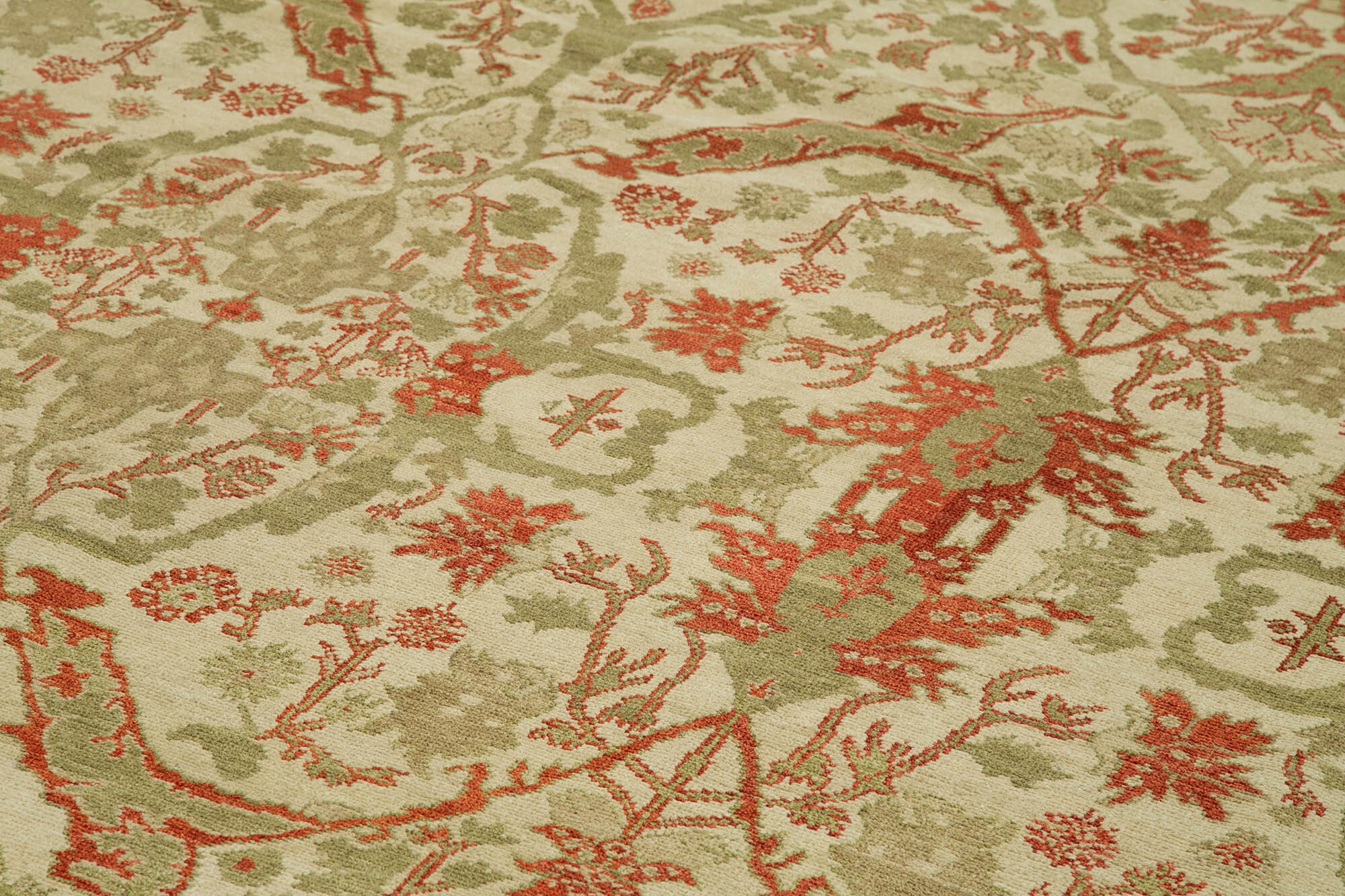 Handmade Wool Area Rug – Tebriz Beige Classic Cotton Wool Carpet 11'9''x18'4''