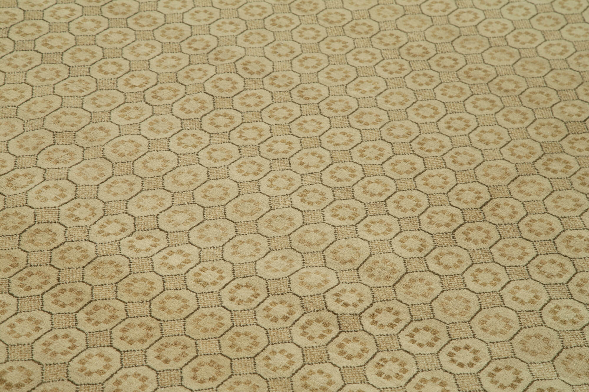 Handmade Area Rug – Classic Beige Turkish Hand Knotted Wool Cotton Carpet 11'9''x18'7''