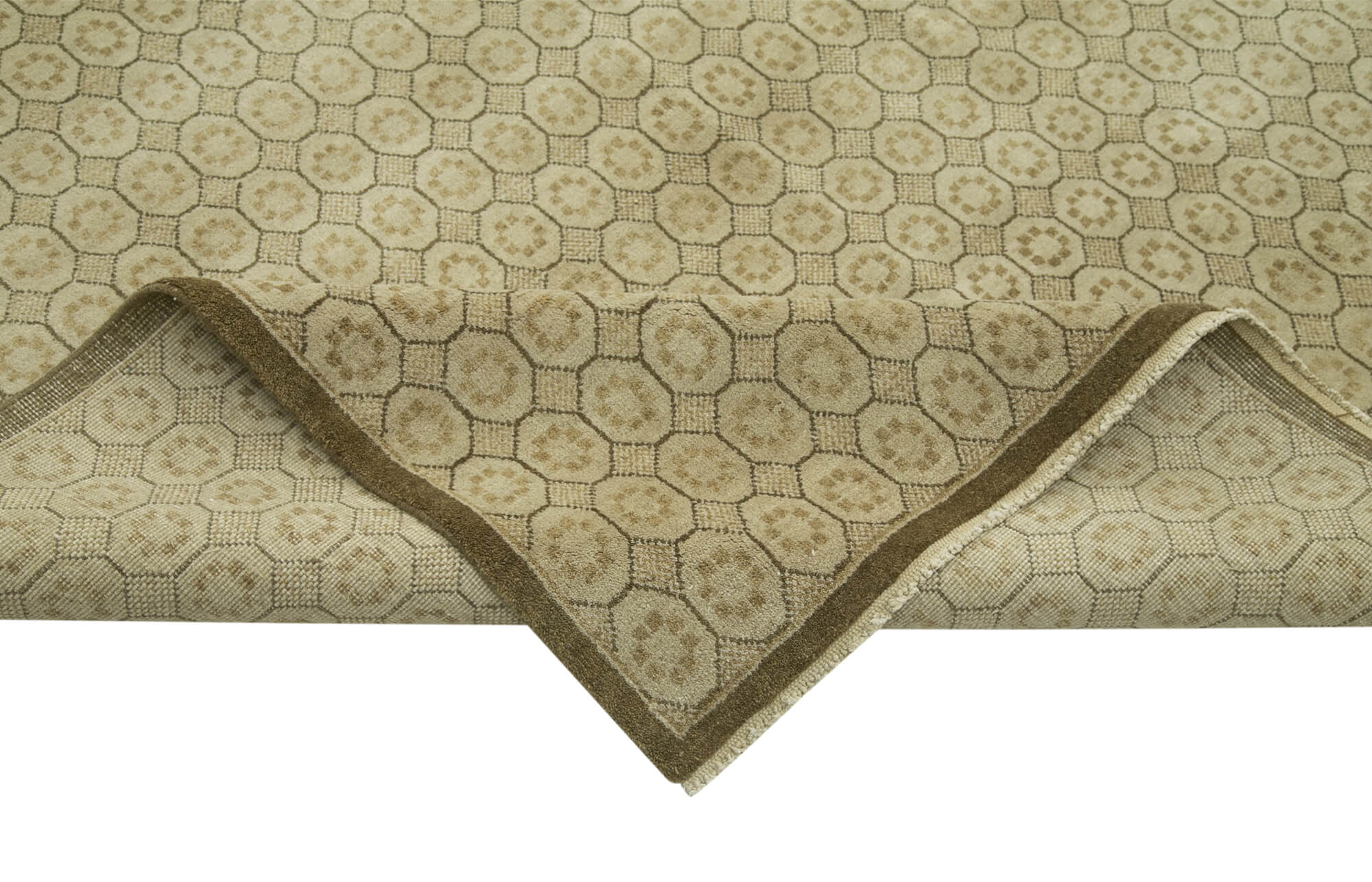 Handmade Area Rug – Classic Beige Turkish Hand Knotted Wool Cotton Carpet 11'9''x18'7''