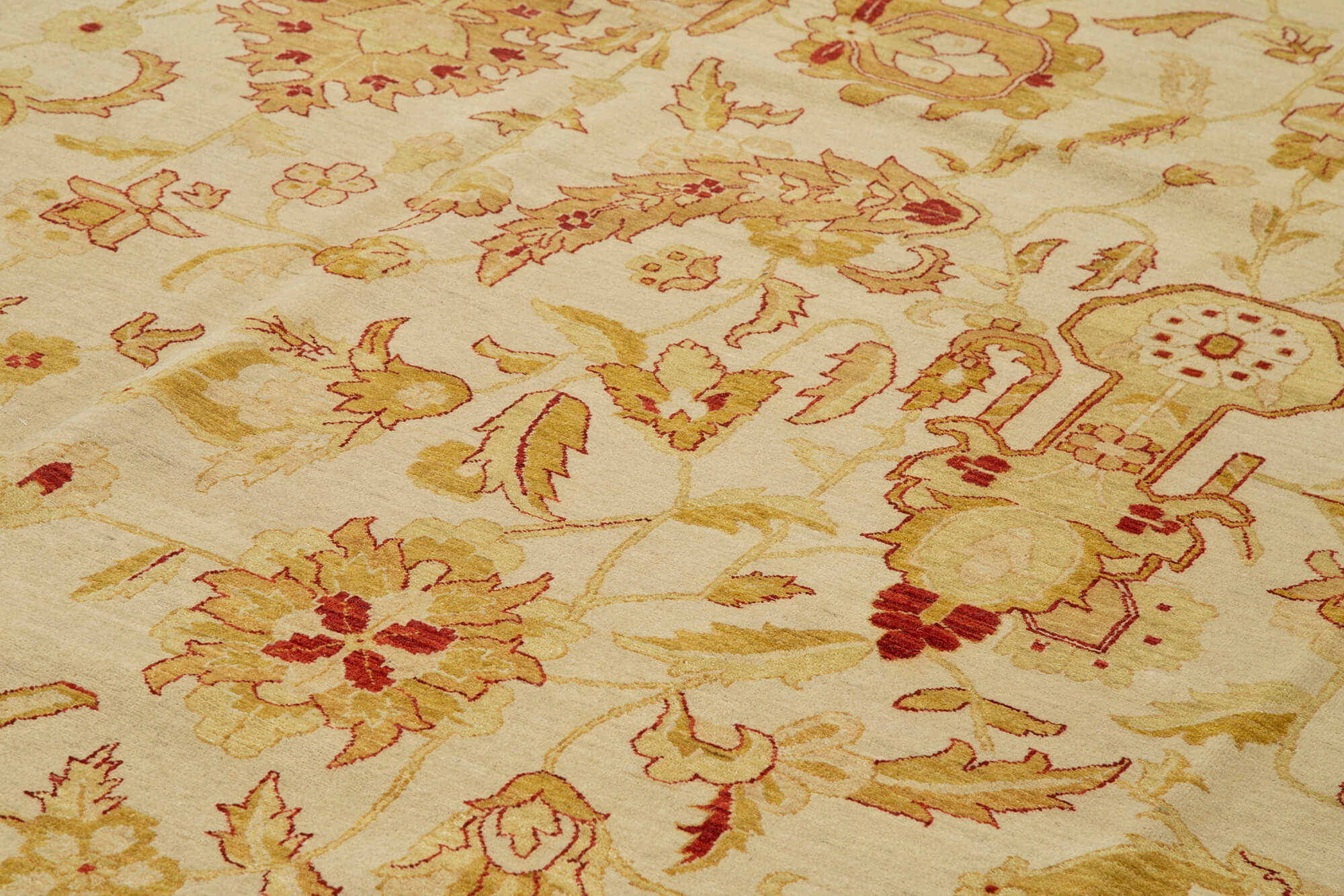 Handmade Wool Area Rug – Tebriz Classic Beige Cotton Wool Rug 12'1''x18'10''