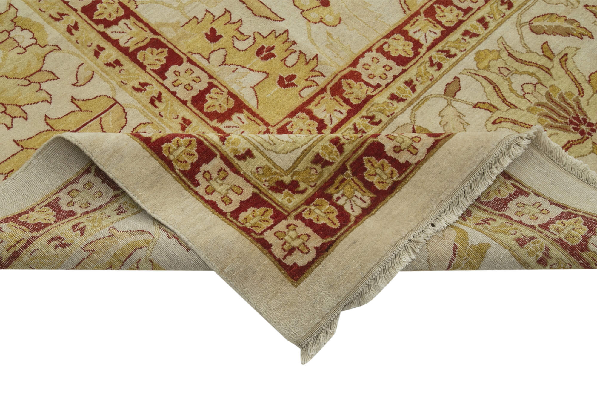 Handmade Wool Area Rug – Tebriz Classic Beige Cotton Wool Rug 12'1''x18'10''