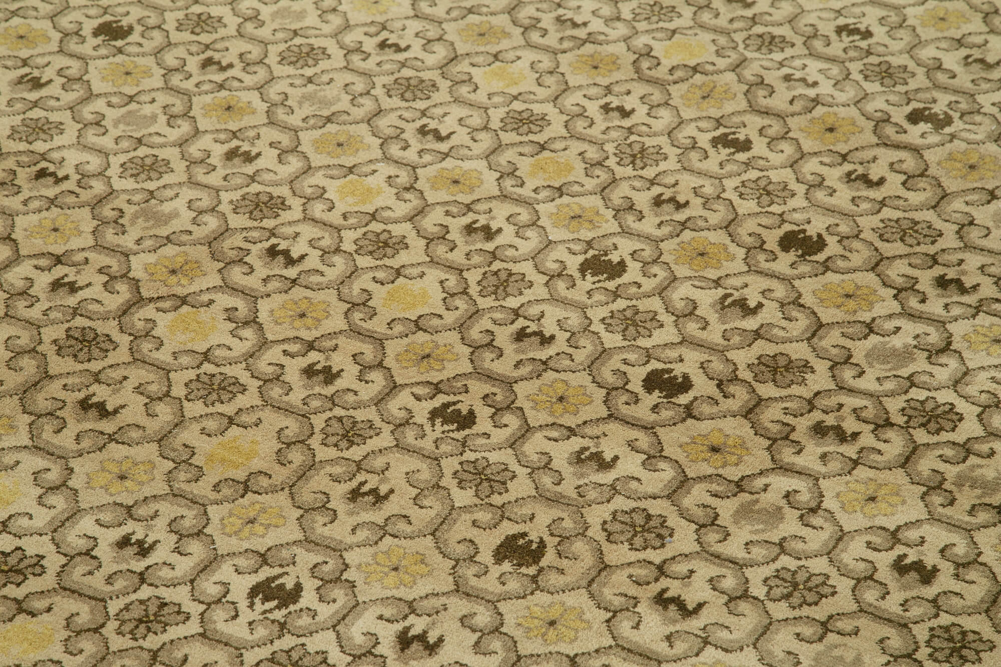 Handmade Wool Area Rug – Tebriz Classic Beige Cotton Wool Carpet 11'10''x18'1''