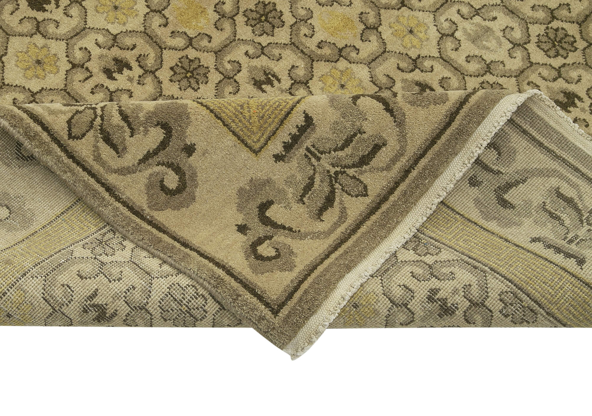 Handmade Wool Area Rug – Tebriz Classic Beige Cotton Wool Carpet 11'10''x18'1''
