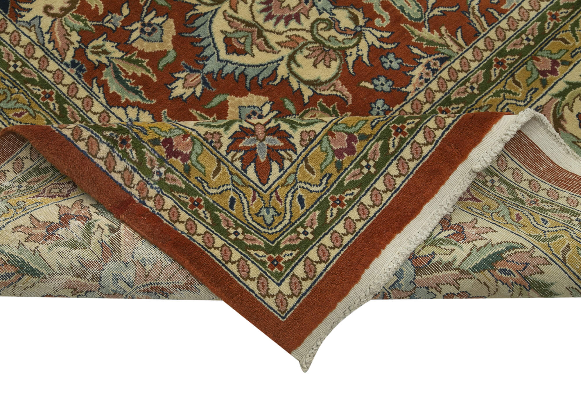 Handmade Wool Area Rug – Tebriz Classic Red Cotton Wool Rug 13'1''x19'9''