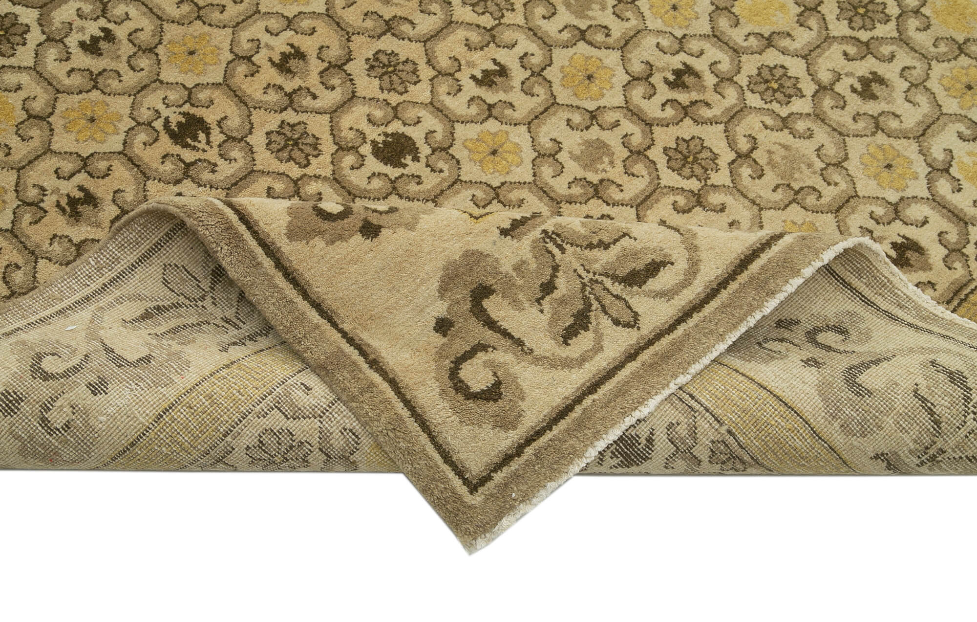 Handmade Area Rug – Classic Beige Turkish Hand Knotted Wool Cotton Carpet 11'10''x17'1''