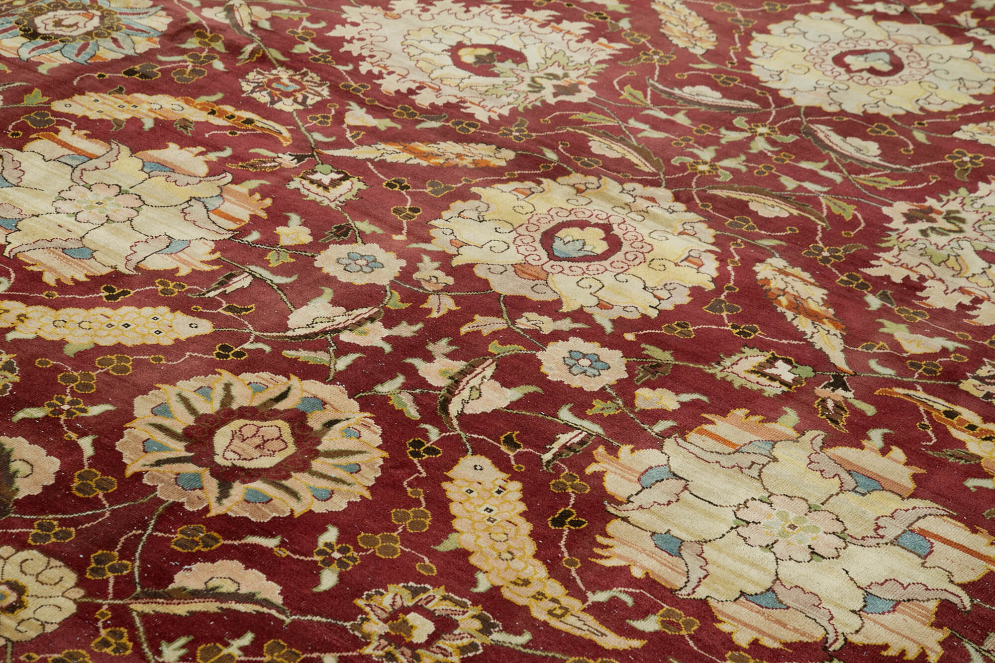 Handmade Wool Area Rug - Tebriz Red Classic Cotton Wool 11'11''x15'2'' by Agacan