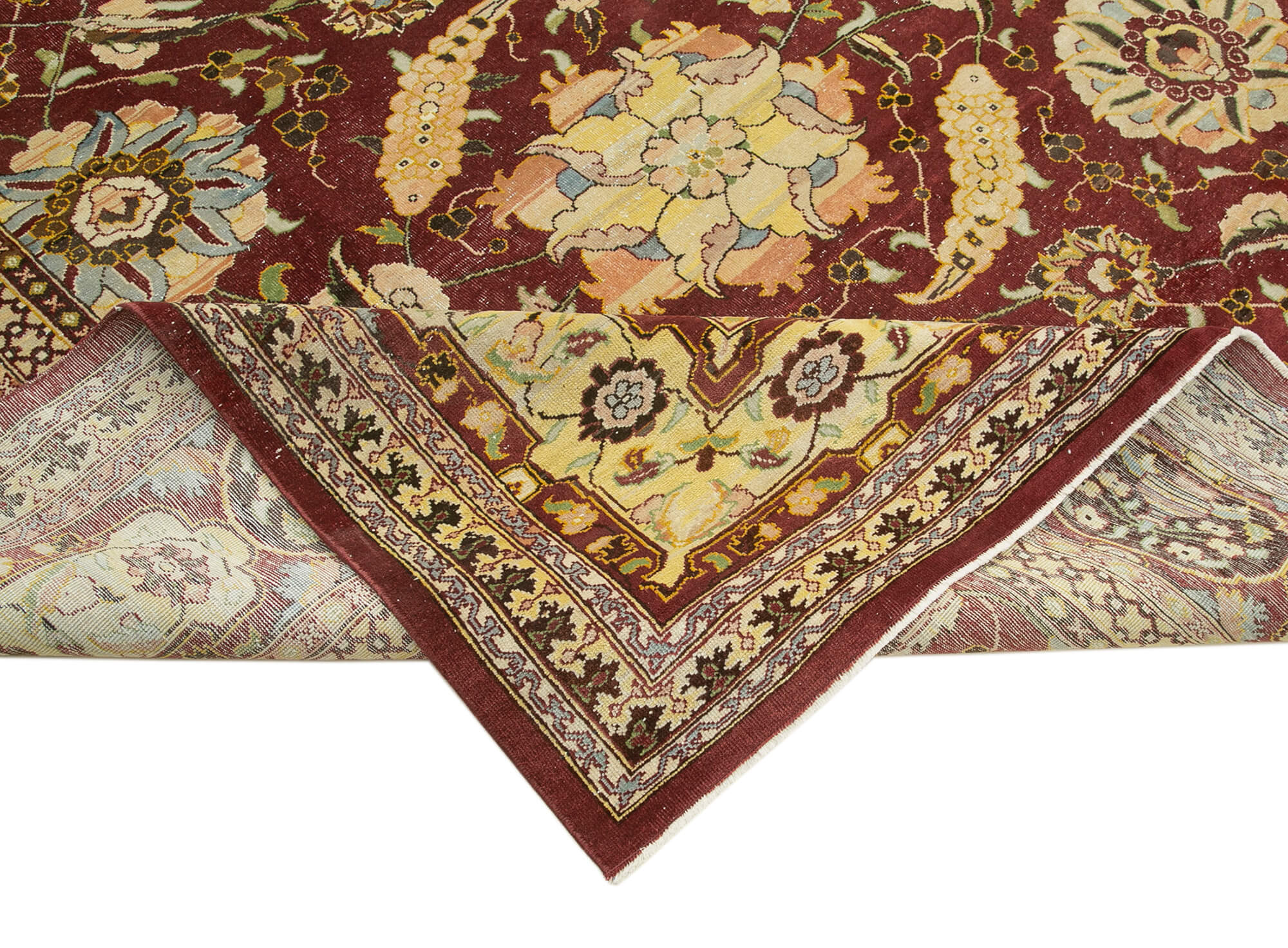 Handmade Wool Area Rug - Tebriz Red Classic Cotton Wool 11'11''x15'2'' by Agacan