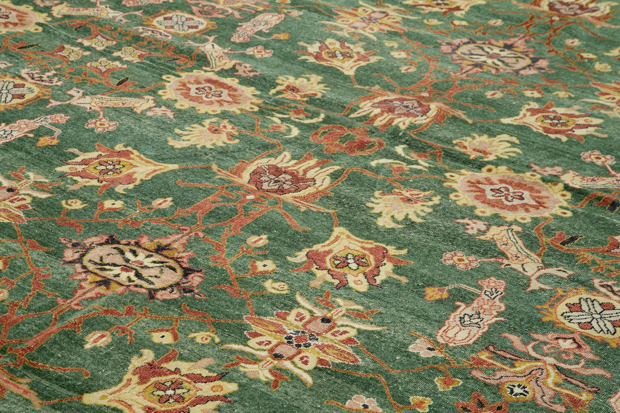 Handmade Wool Area Rug – Classic Green Cotton Wool Rug 13'2''x17'9'' by Agacan