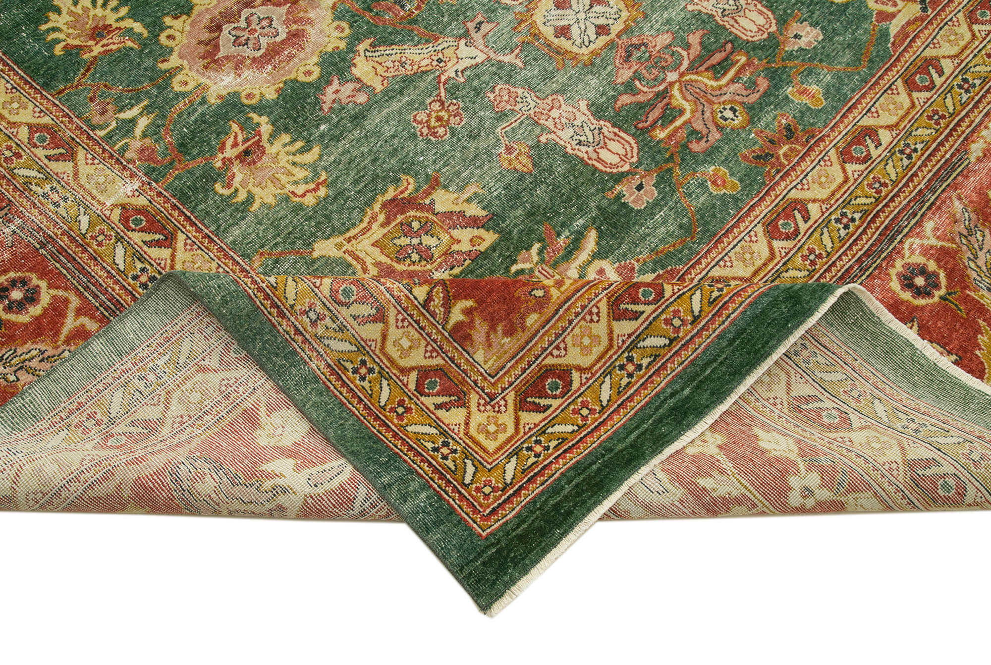 Handmade Wool Area Rug – Classic Green Cotton Wool Rug 13'2''x17'9'' by Agacan