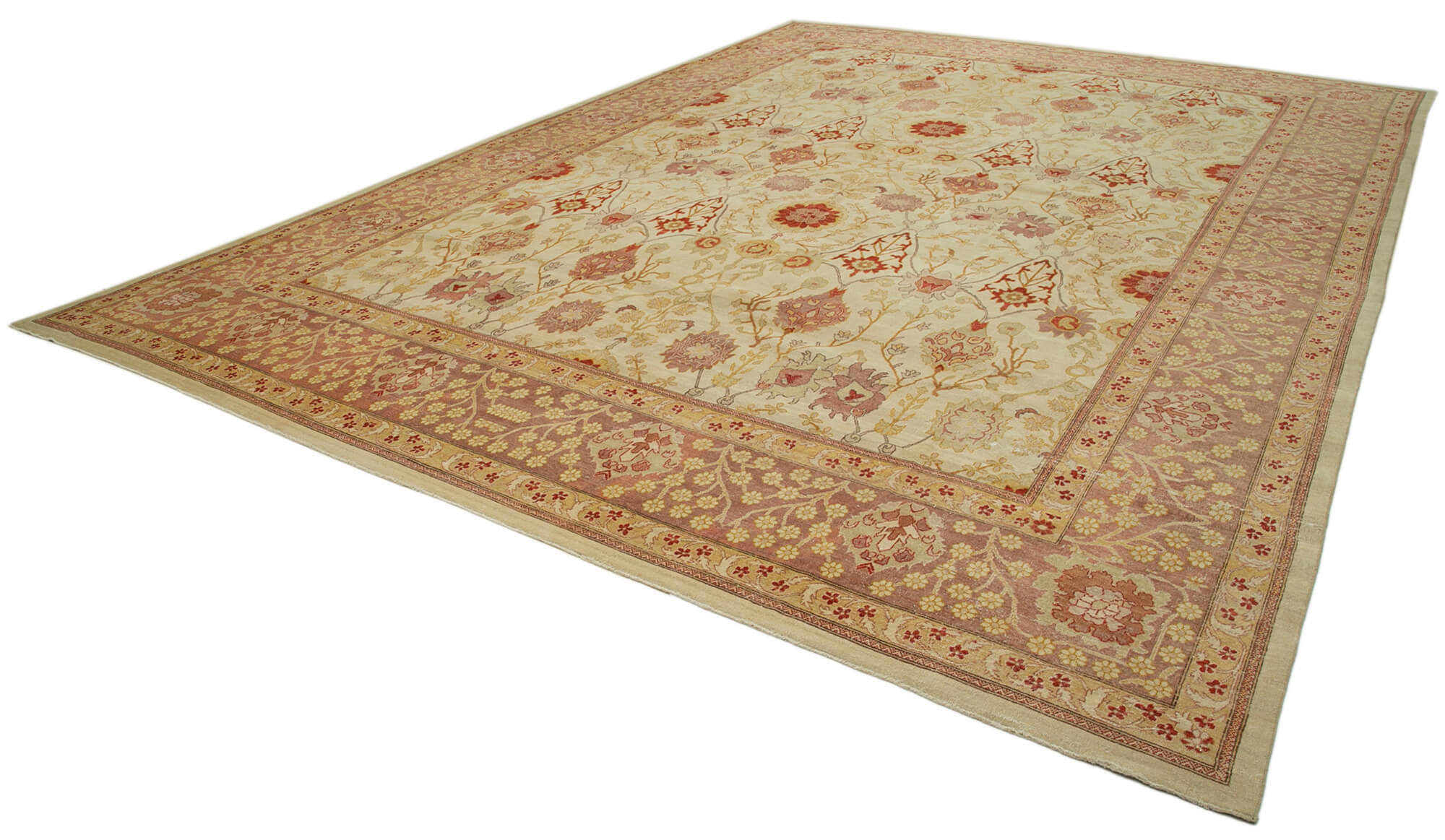 Handmade Wool Area Rug – Tebriz Beige Classic Cotton Rug 13'3''x17'11''