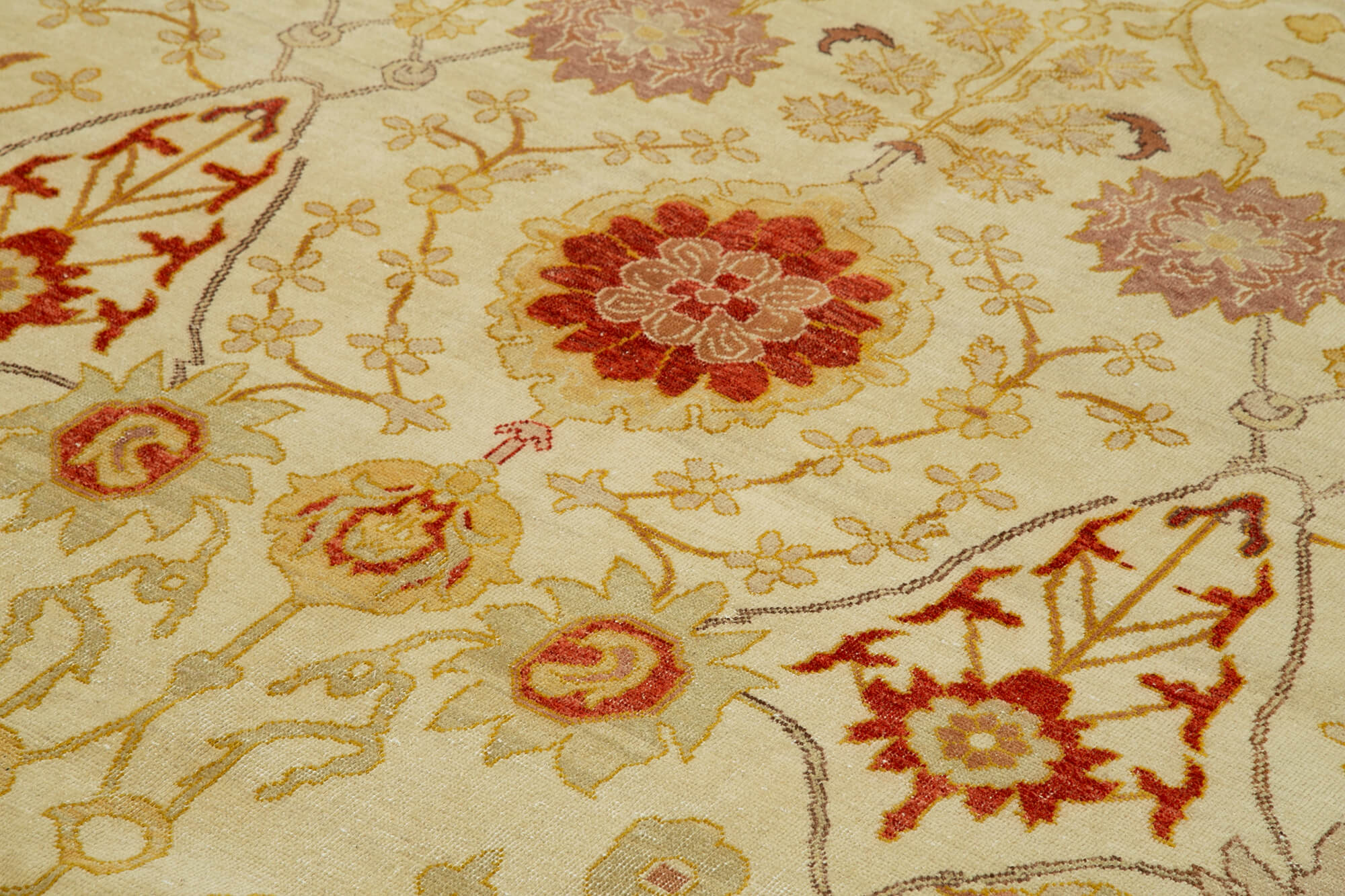 Handmade Wool Area Rug – Tebriz Beige Classic Cotton Rug 13'3''x17'11''