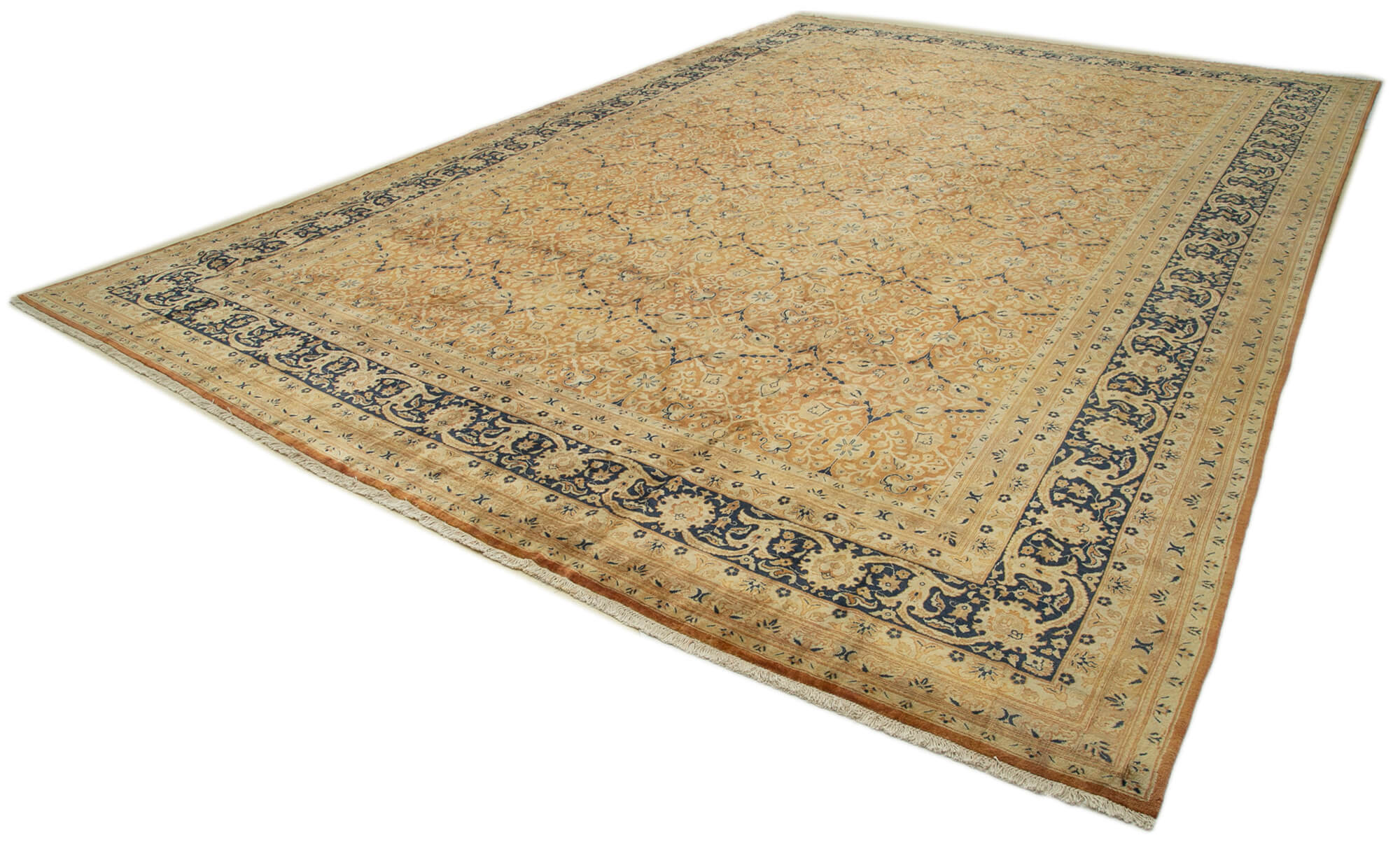 Handmade Wool Area Rug – Classic Orange Vintage Hand Knotted Rug 12'11''x17'11''