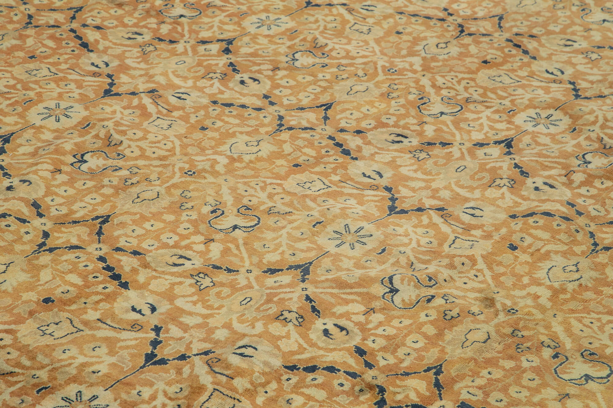Handmade Wool Area Rug – Classic Orange Vintage Hand Knotted Rug 12'11''x17'11''
