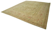 Handmade Wool Area Rug – Classic Beige Carpet, Durable Cotton Wool Rug 13'1''x14'7''