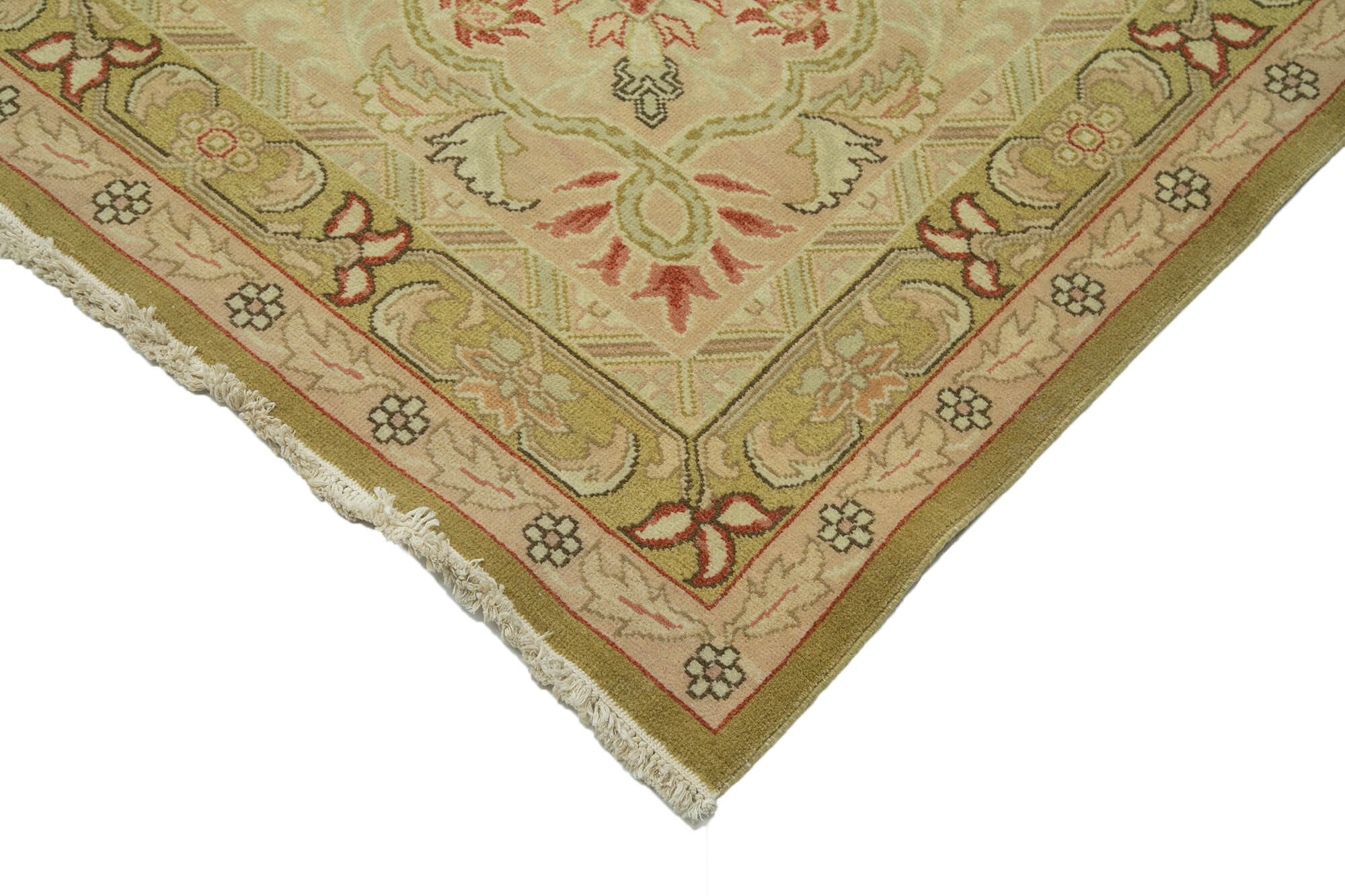 Handmade Wool Area Rug – Classic Beige Carpet, Durable Cotton Wool Rug 13'1''x14'7''