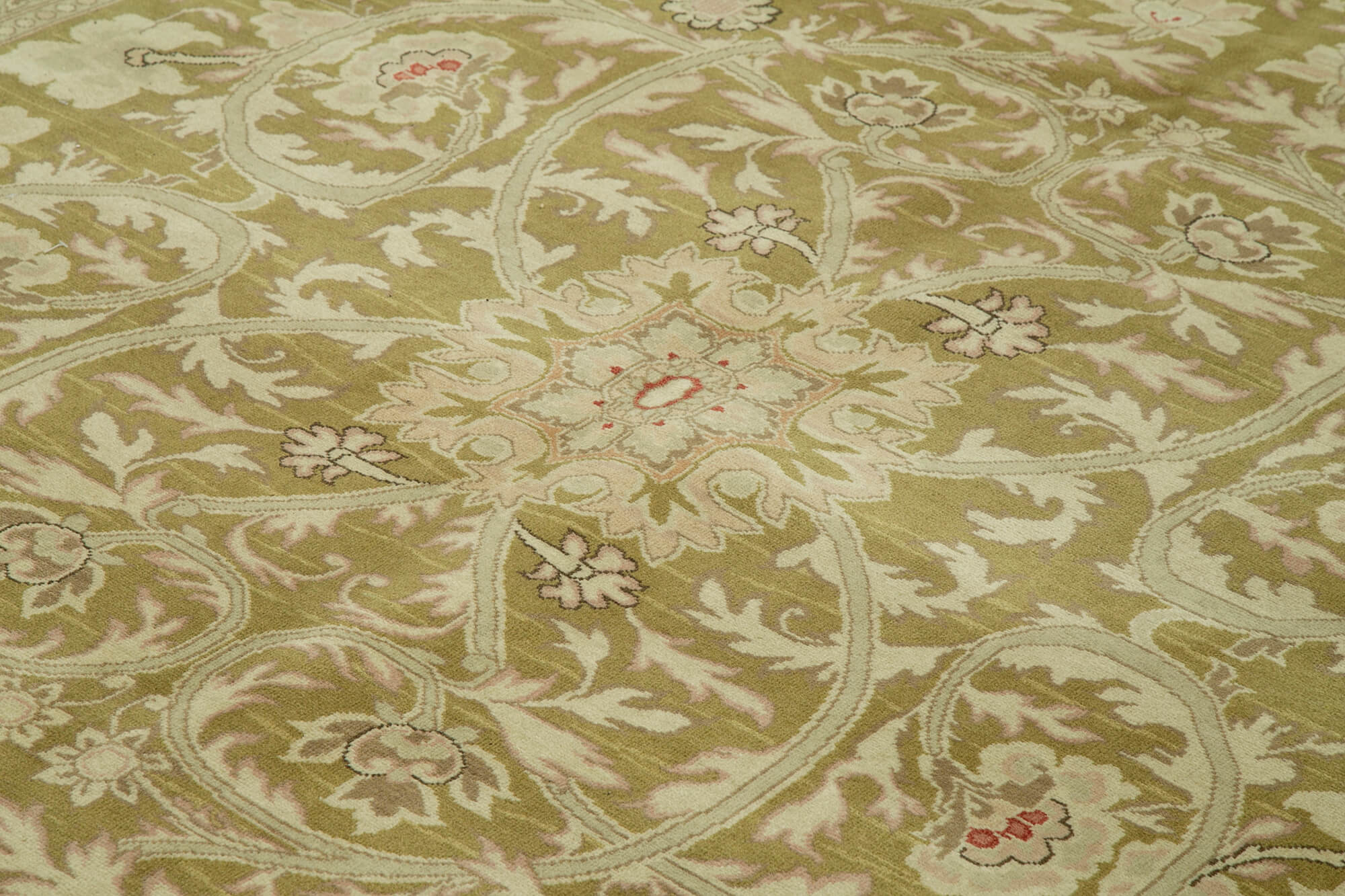 Handmade Wool Area Rug – Classic Beige Carpet, Durable Cotton Wool Rug 13'1''x14'7''
