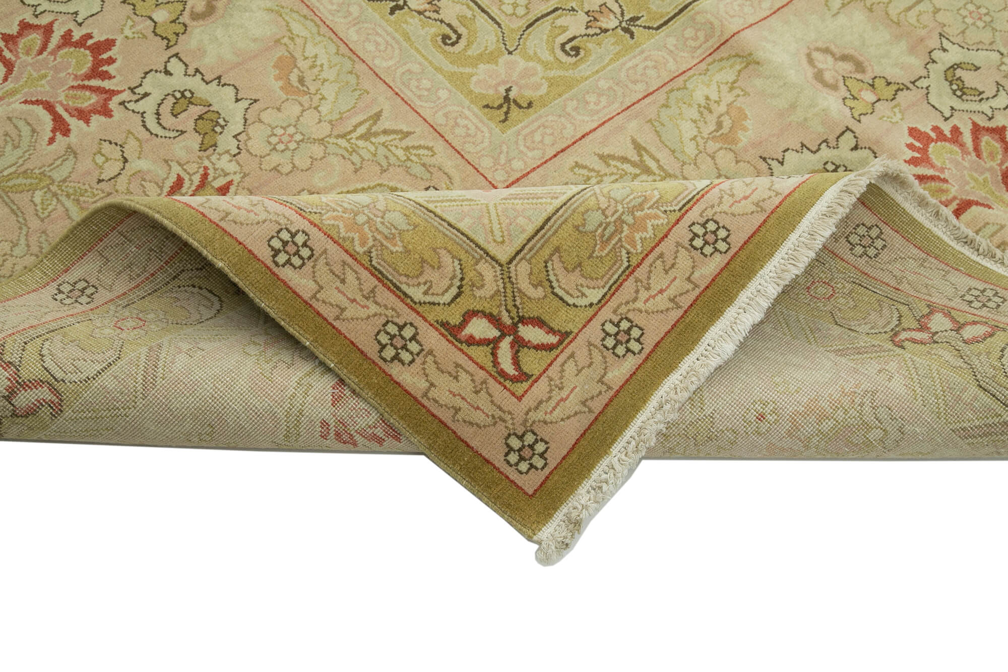 Handmade Wool Area Rug – Classic Beige Carpet, Durable Cotton Wool Rug 13'1''x14'7''