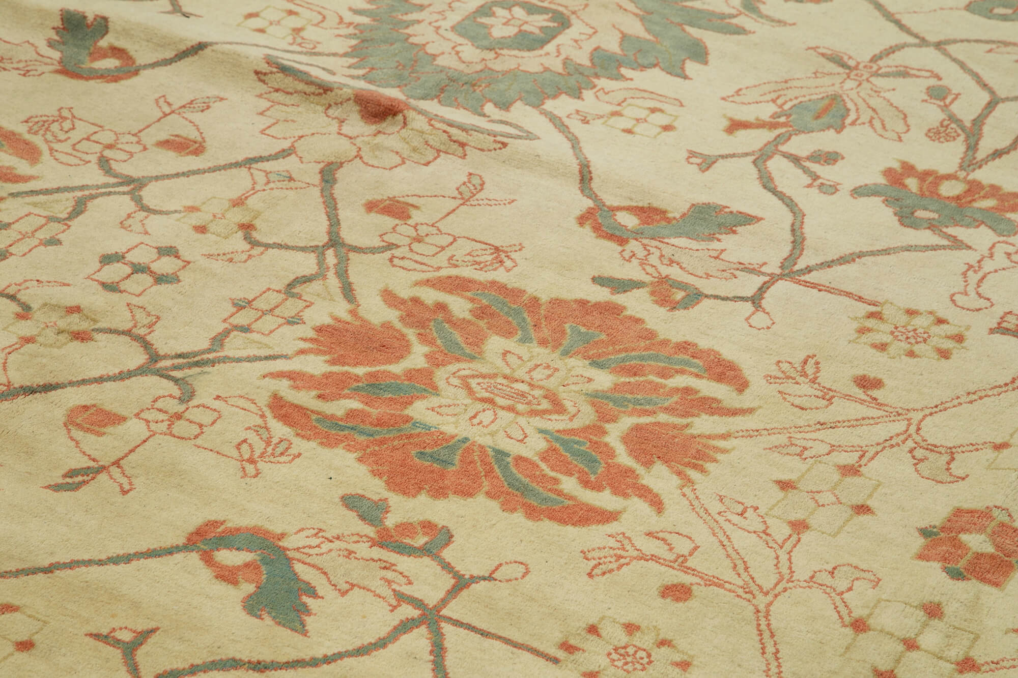 Handmade Wool Area Rug – Classic Cotton Rug Beige Wool Carpet 12x18 Foot