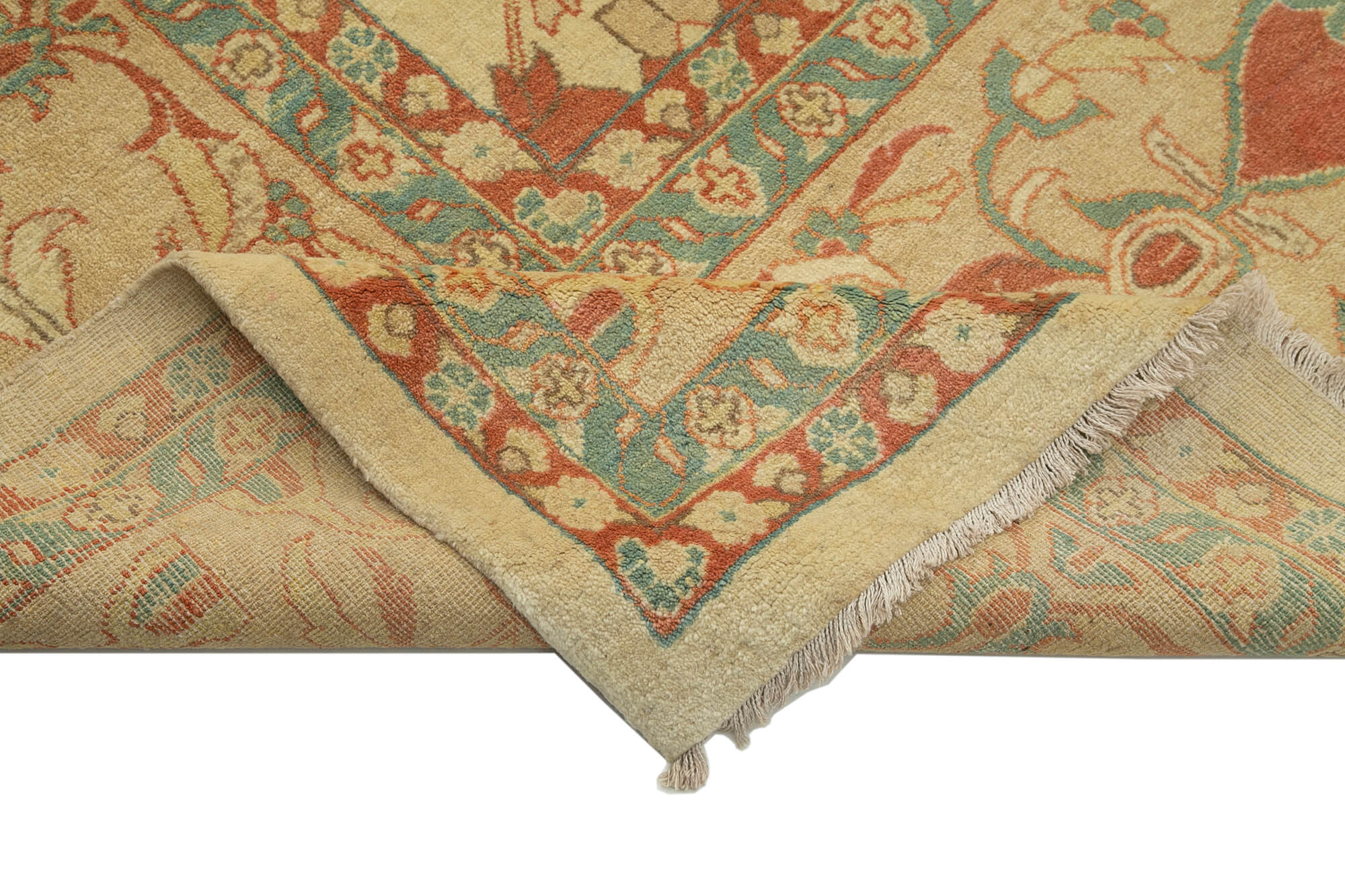 Handmade Wool Area Rug – Classic Cotton Rug Beige Wool Carpet 12x18 Foot